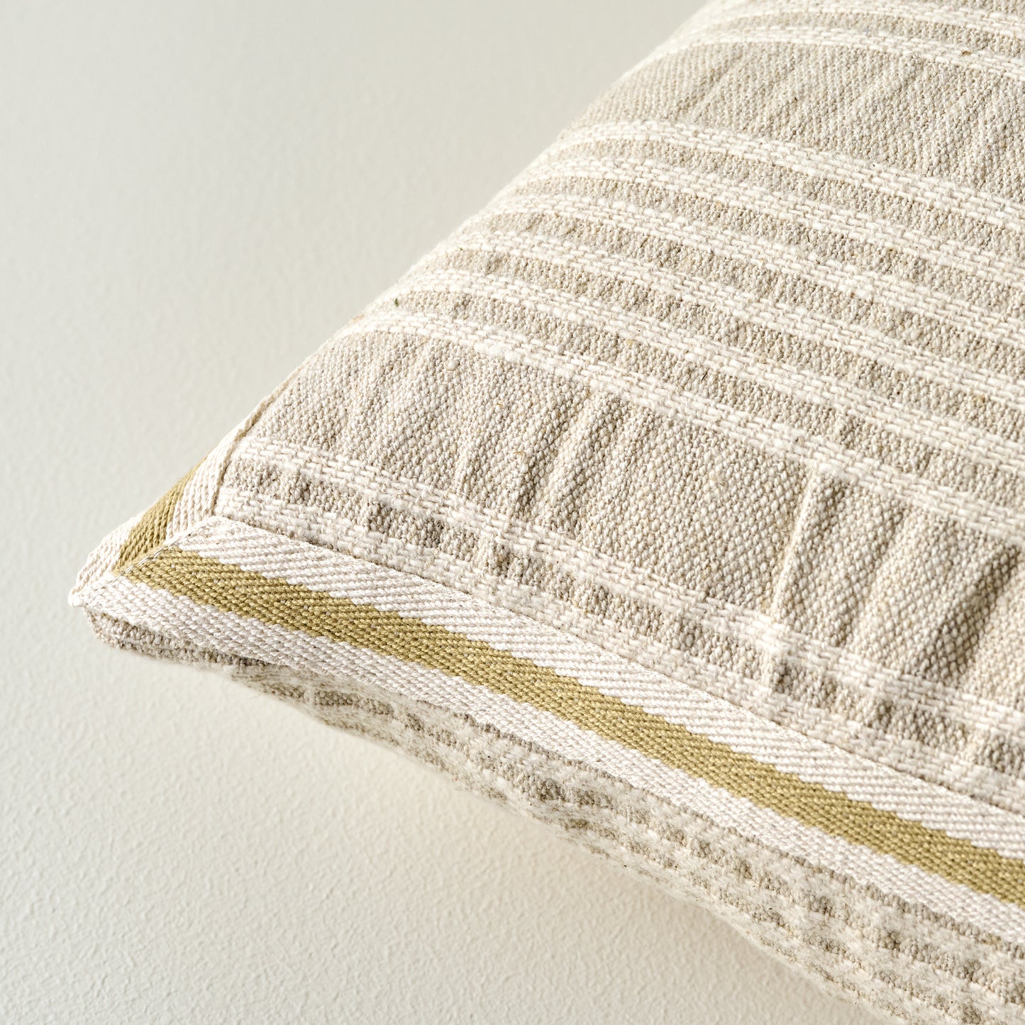 Natural Plaid Gusset Oversized Pillow corner up close