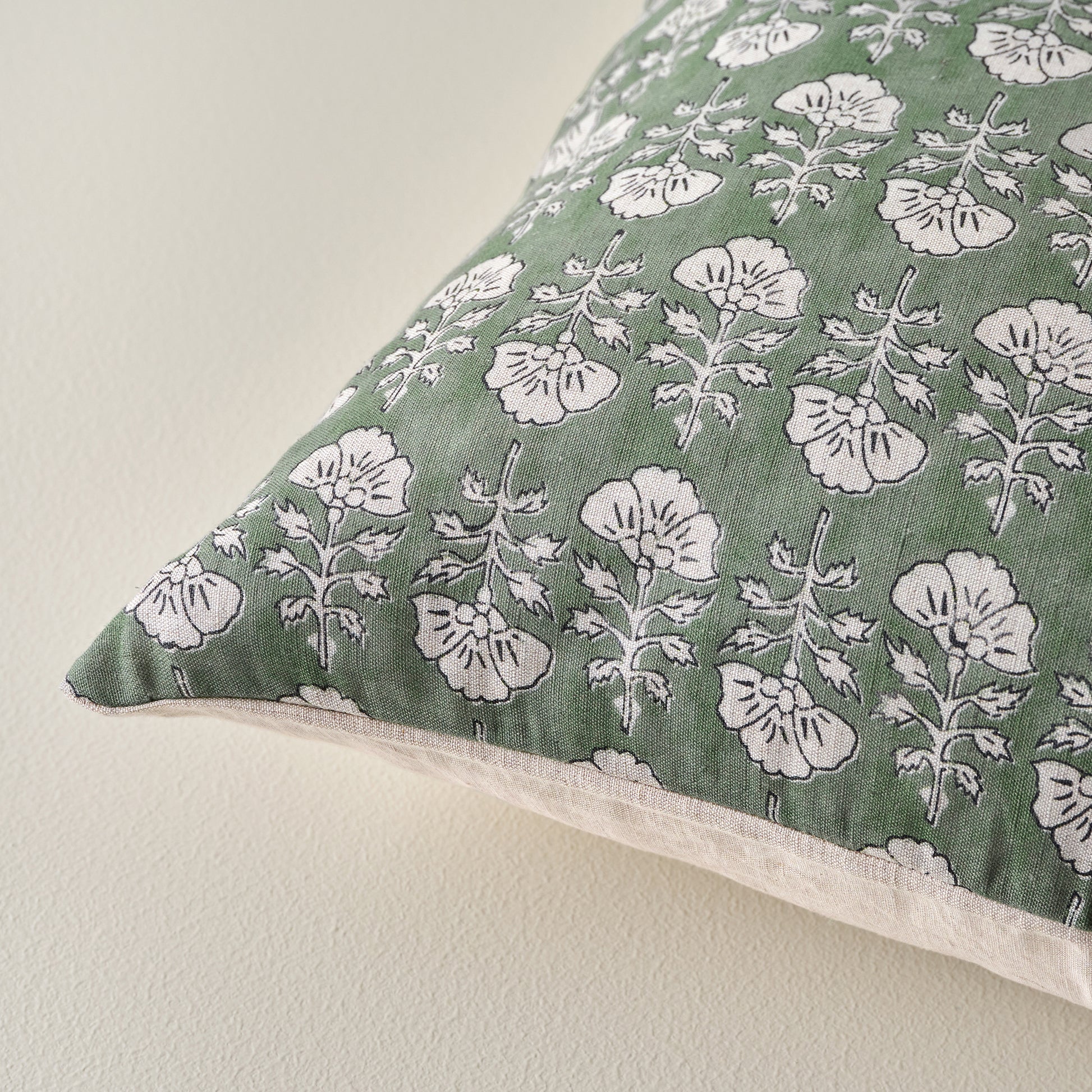 Flora Dusty Green Printed Pillow