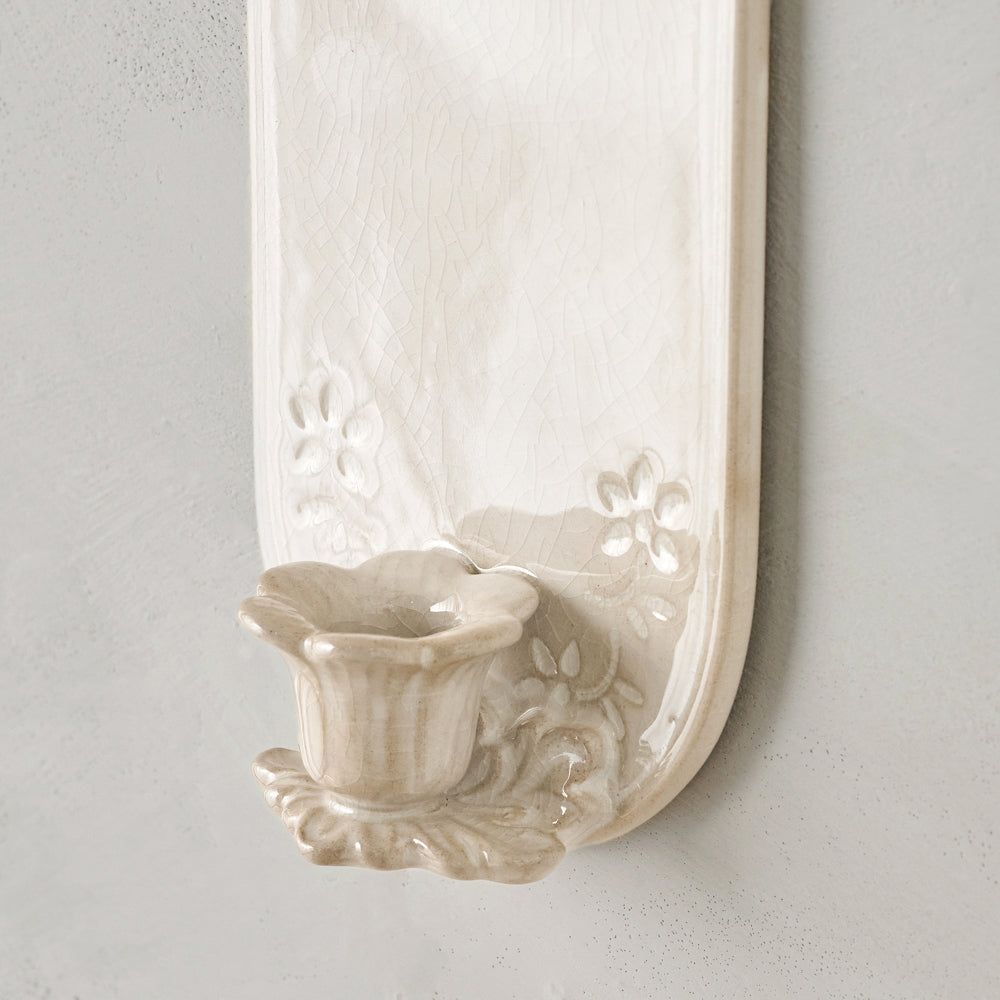 Mae Crackle Glaze Ceramic Wall Sconce up close