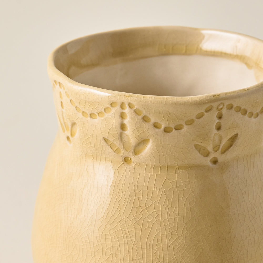 Floral Glazed Ceramic Gracie Vase up close