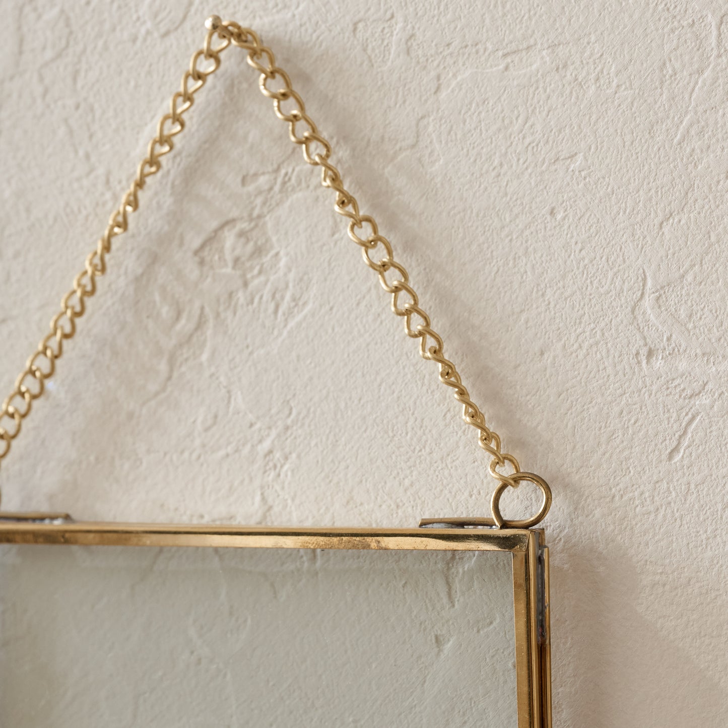 Josie Hanging Brass Photo Frame up close