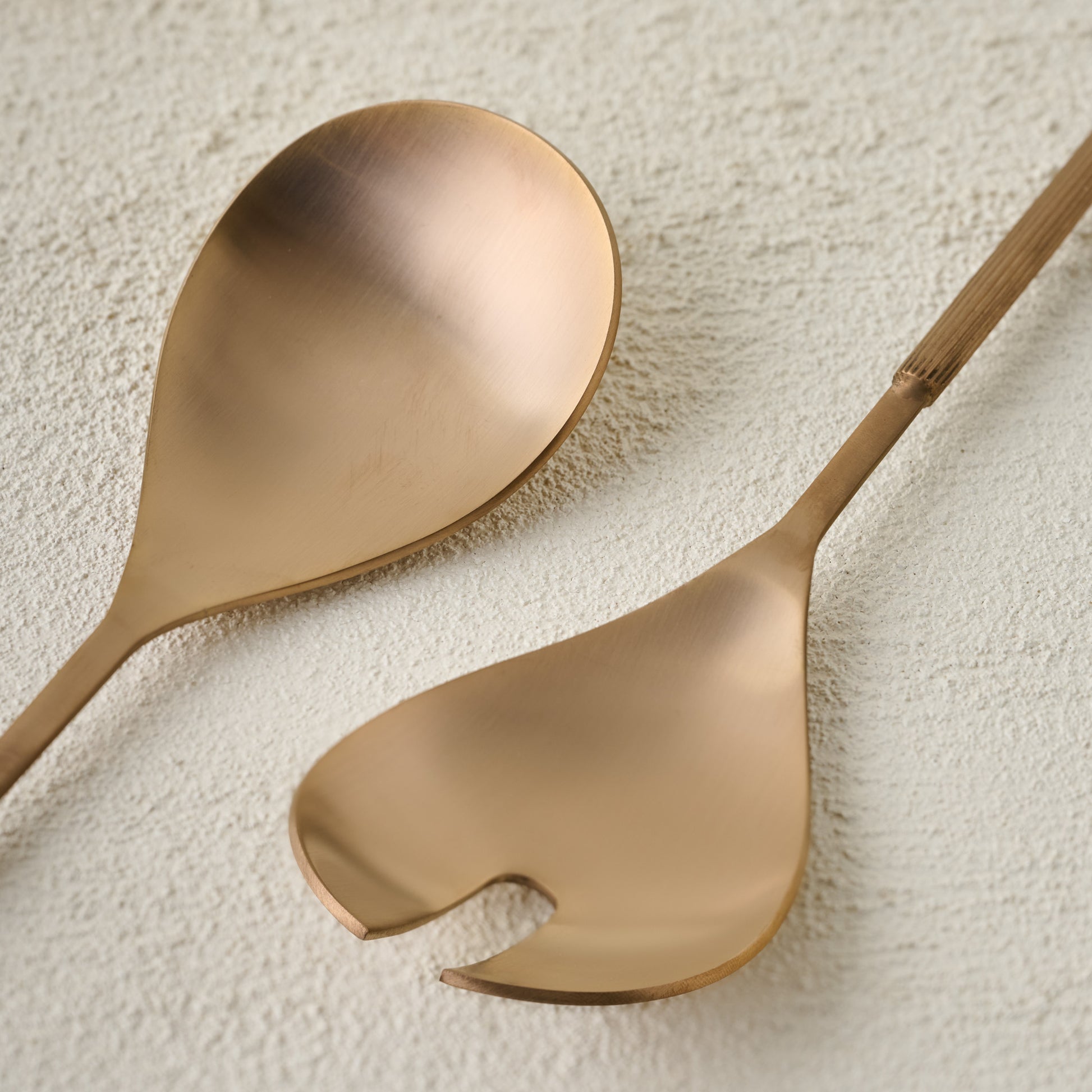 Antique Copper Ribbed Serving Set close up