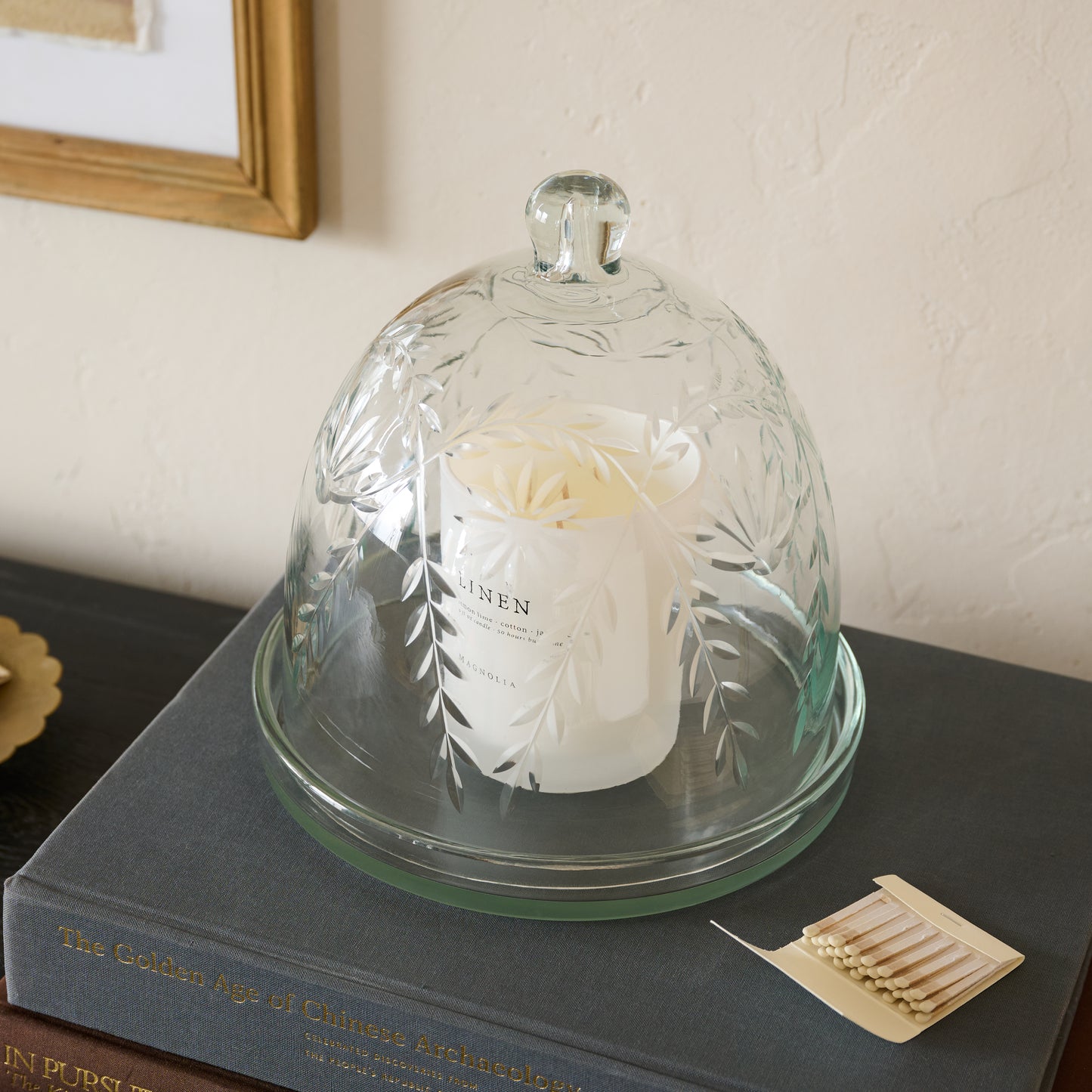 Vivian Cut Glass Candle Cloche shown with candle