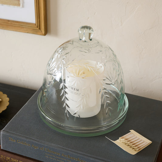 Vivian Cut Glass Candle Cloche shown with candle