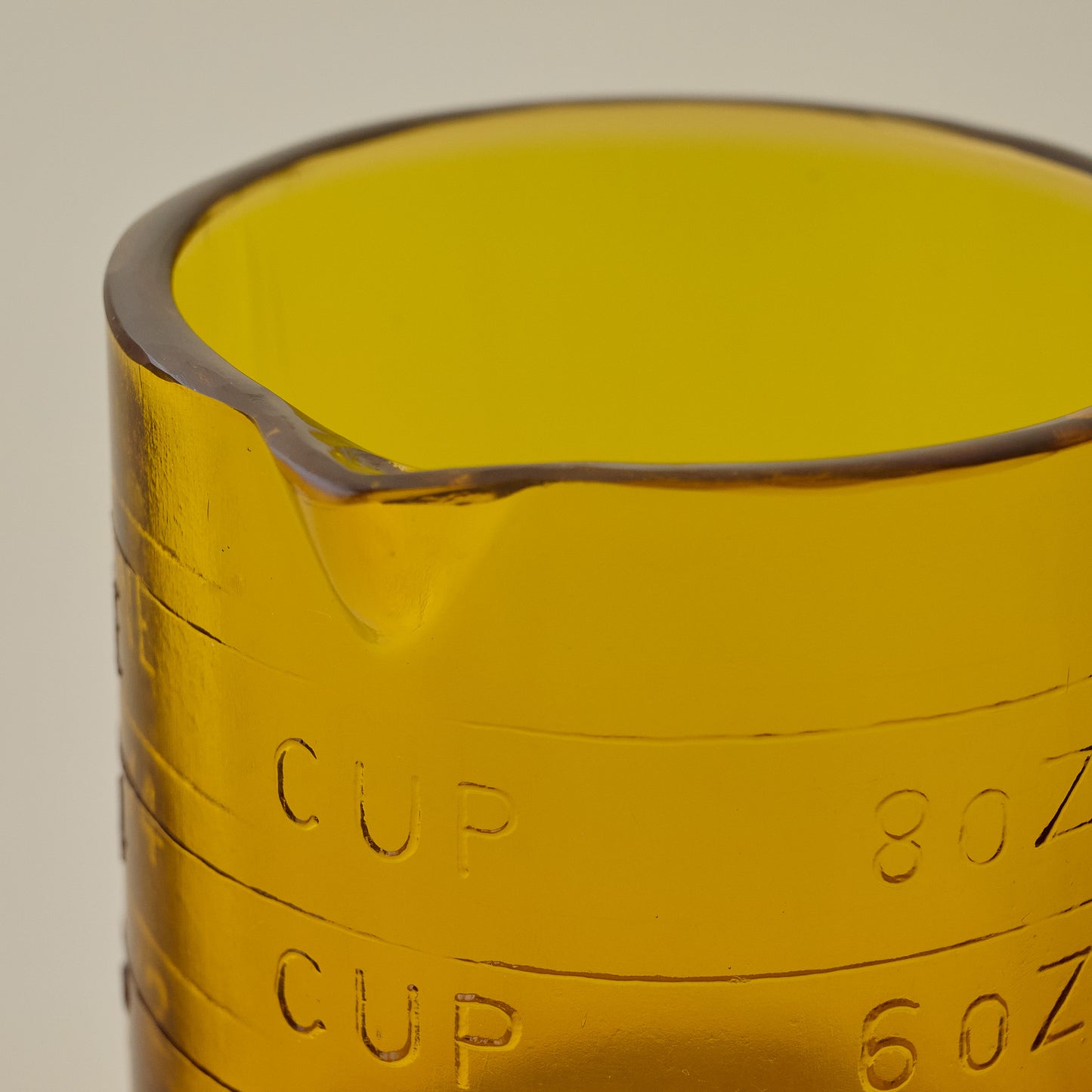 Amber One Cup Glass Measuring Cup up close