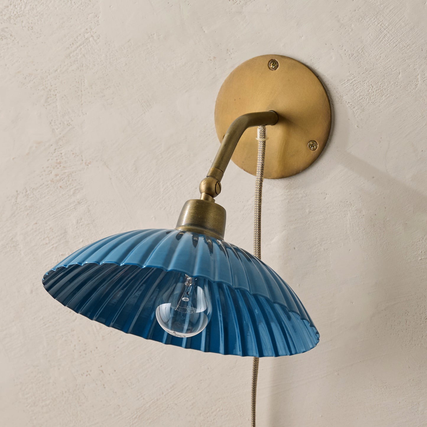 Chester Enamel Plug-in Sconce - Blue with Brass