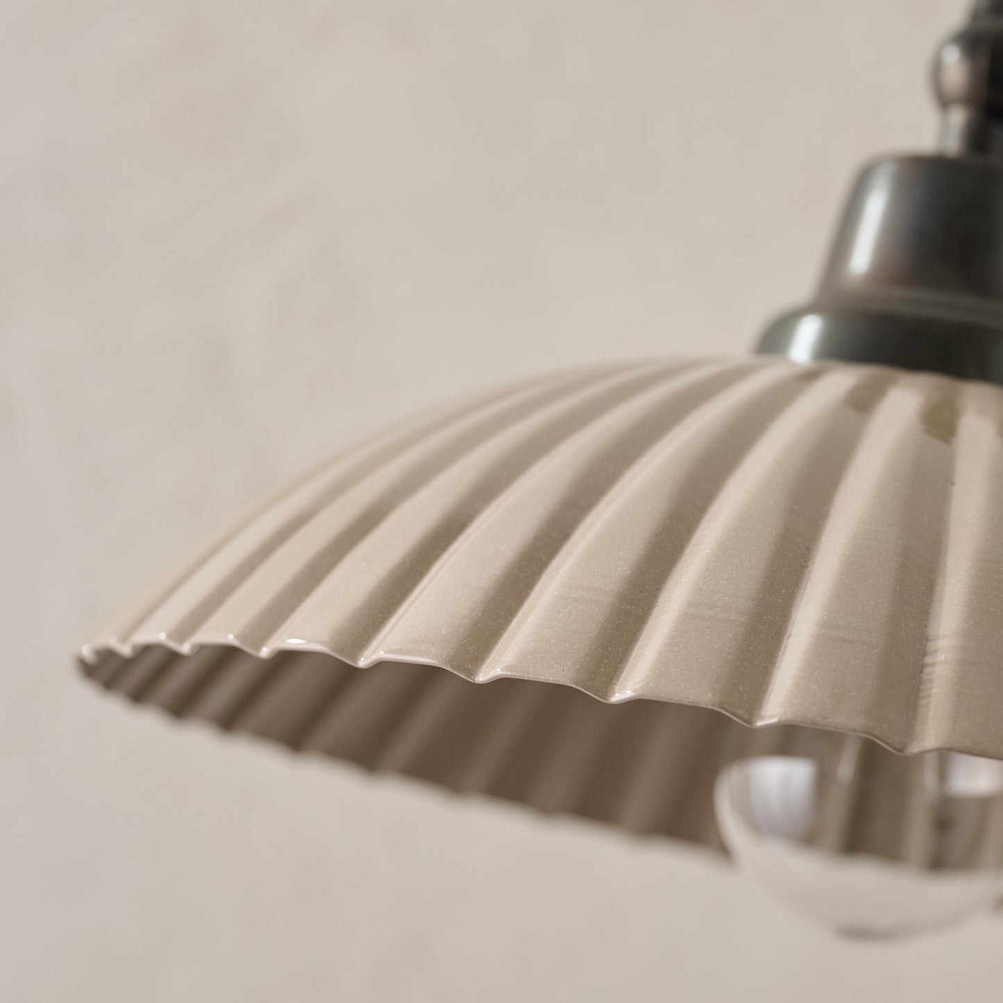 Chester Enamel Plug-in Sconce - Taupe with Bronze up close