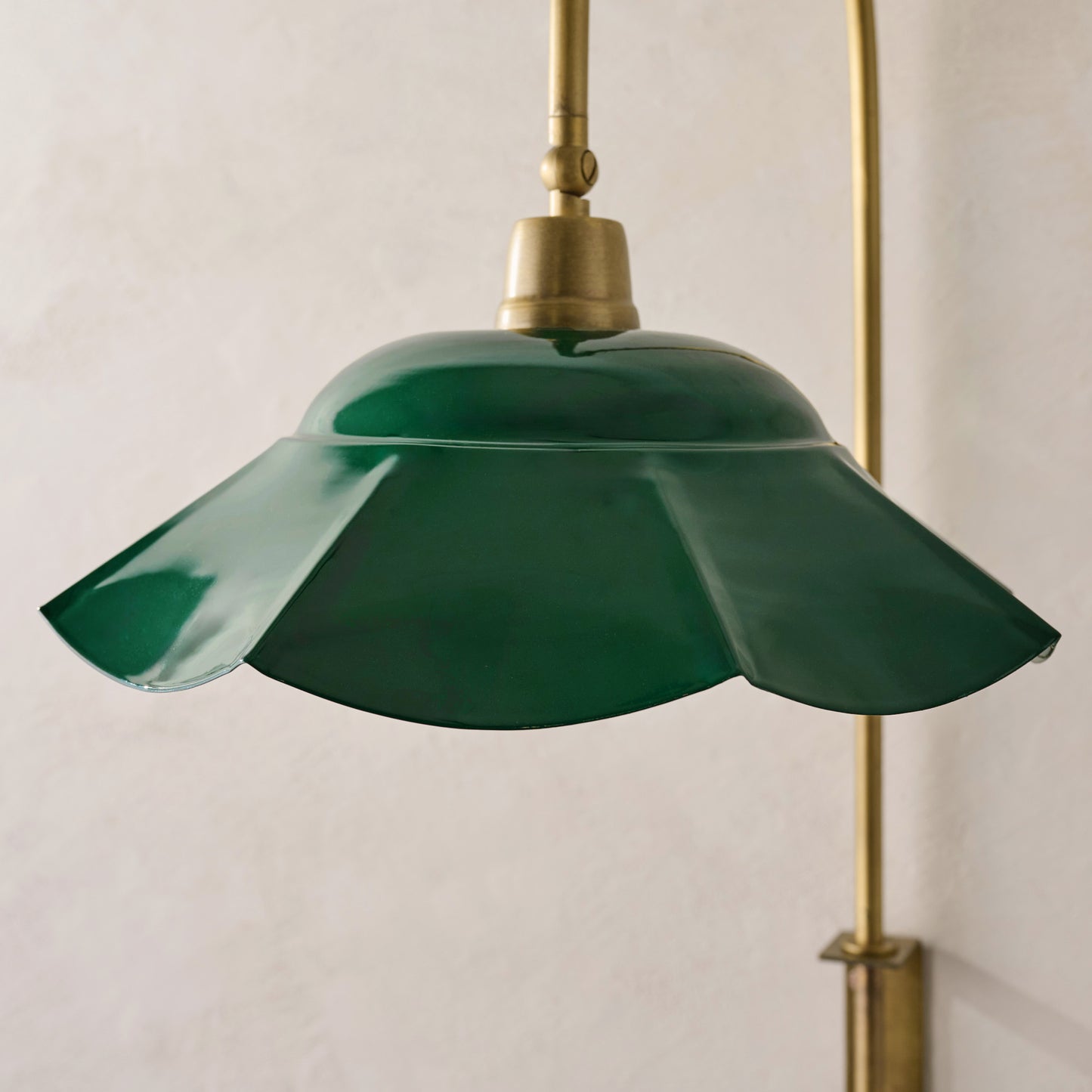 Mary Enamel Plug-in SconceDark Green with Brass up close