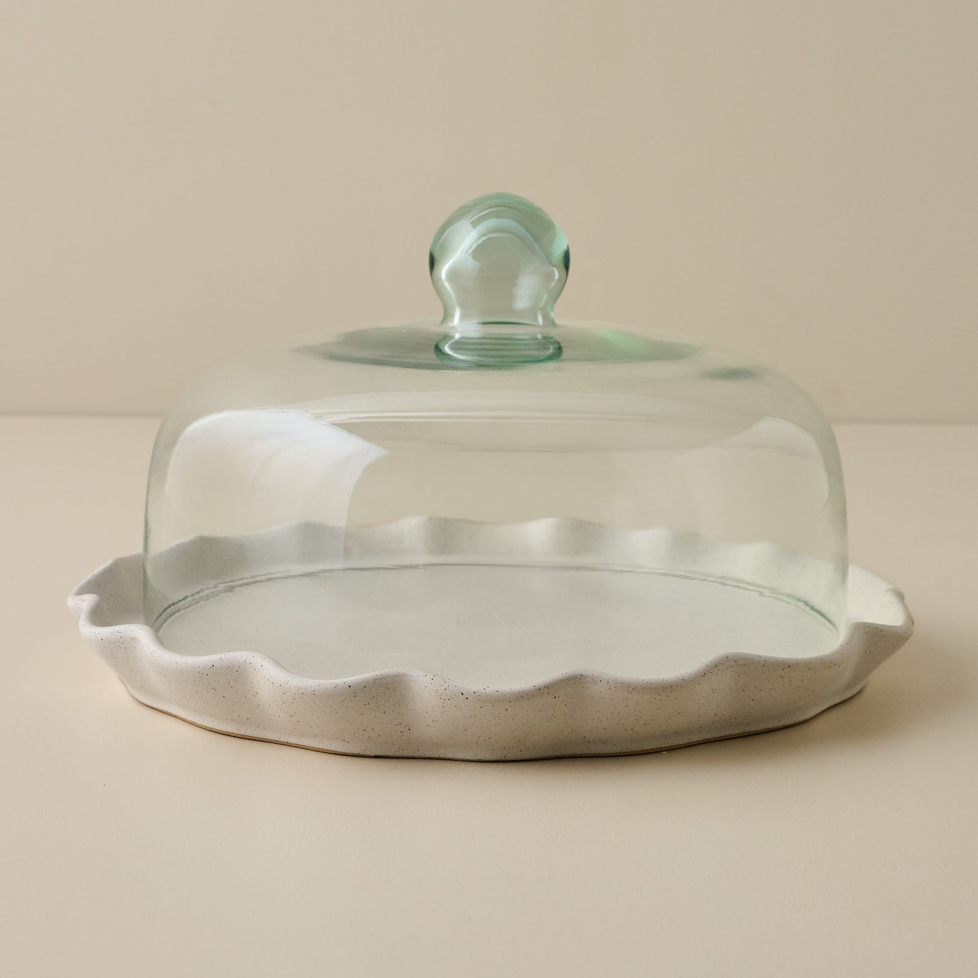 French White Ruffle Cake Plate + Dome