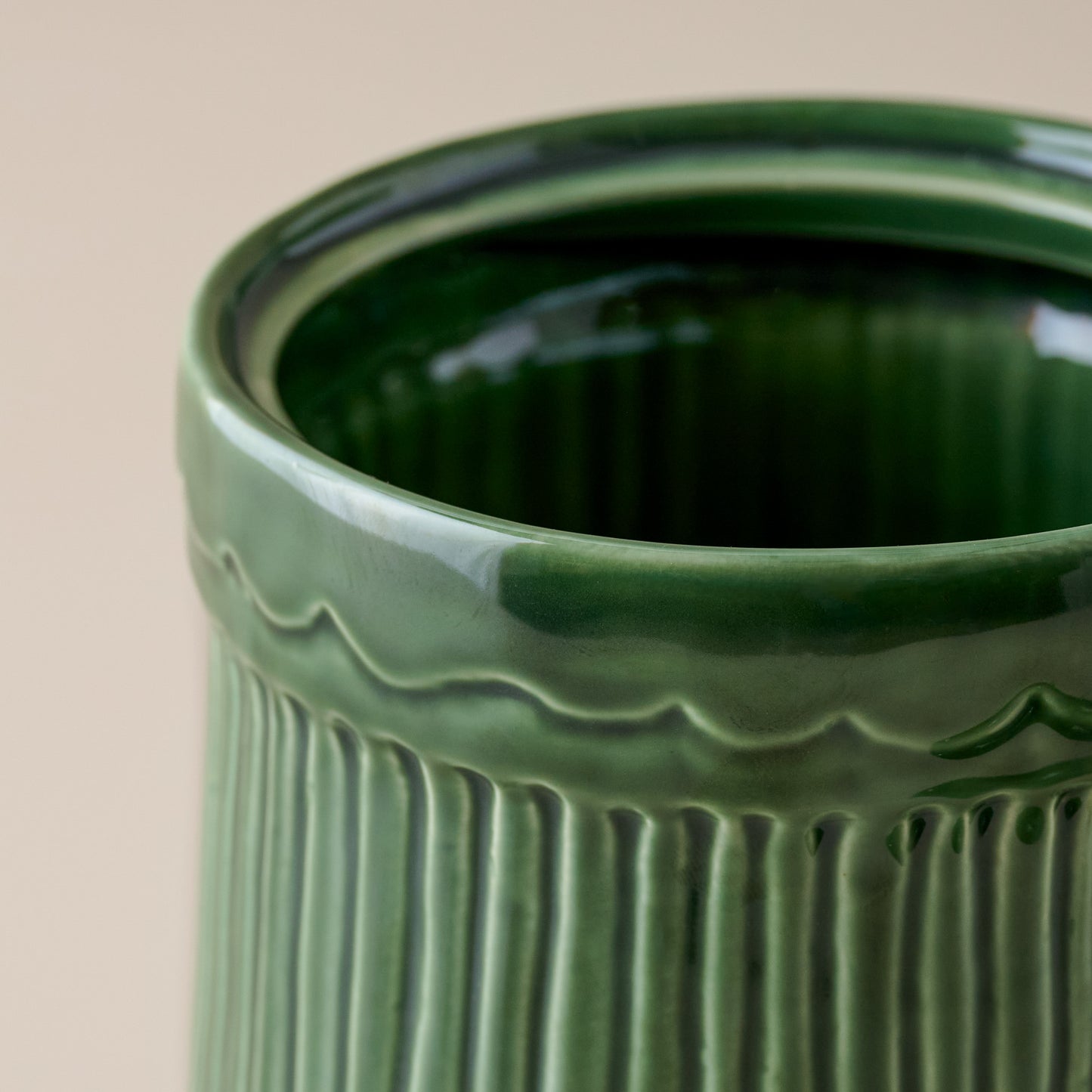 The Cottage Collection Forest Green Canister top shown open