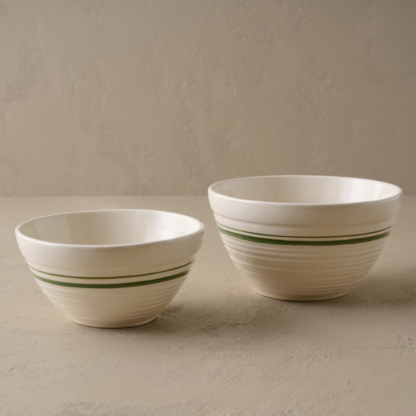The Cottage Collection Forest Green Striped Mixing Bowl Set