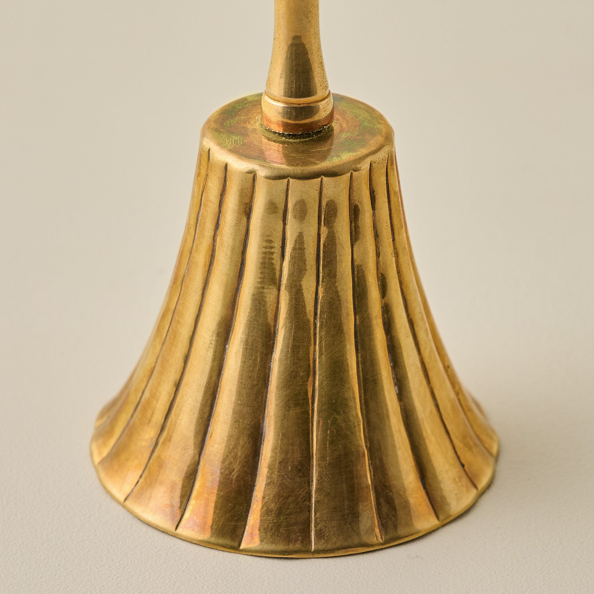 Marie Fluted Brass Bell up close