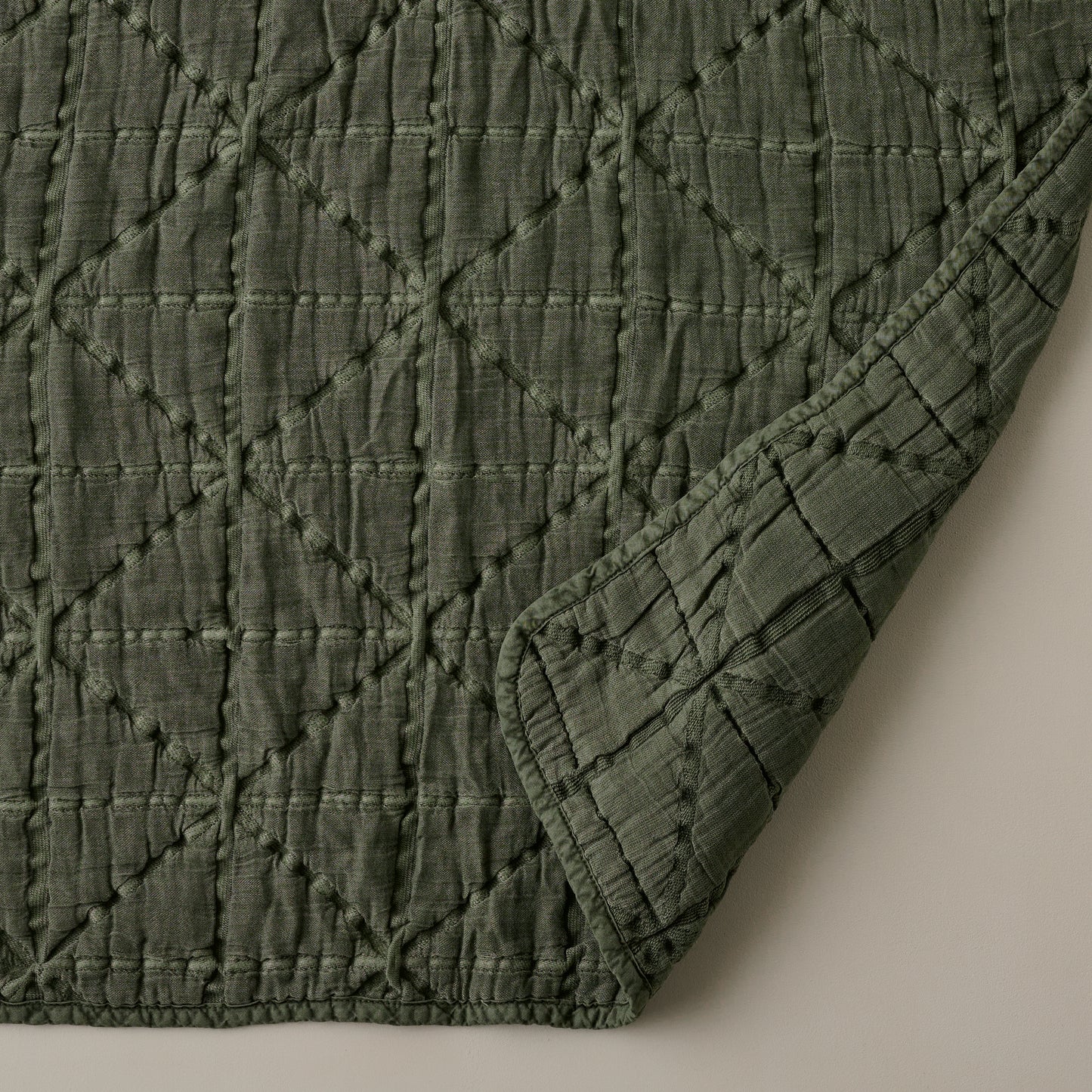 Sutton Winter Moss Matelasse Coverlet up close