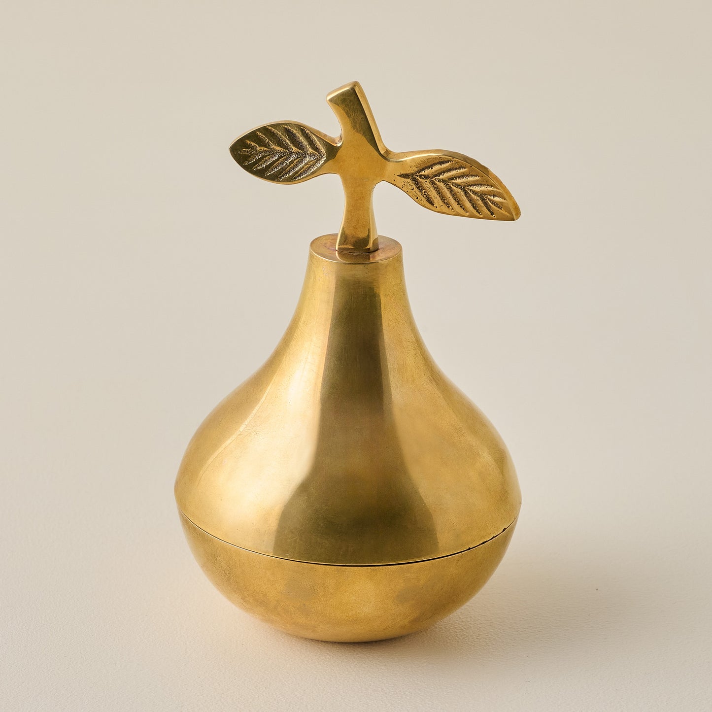 Solid Brass Pear Trinket Box