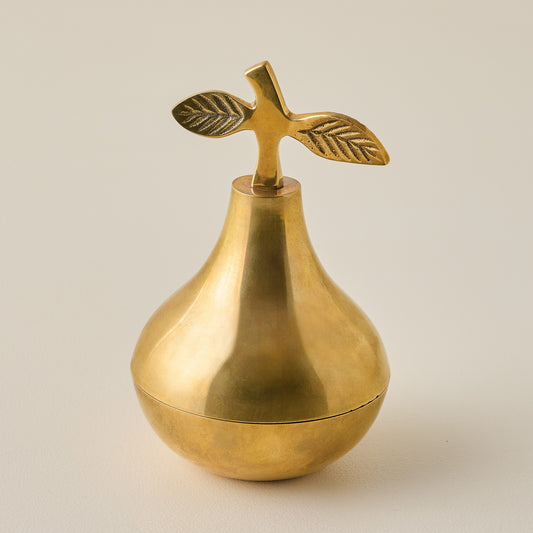 Solid Brass Pear Trinket Box