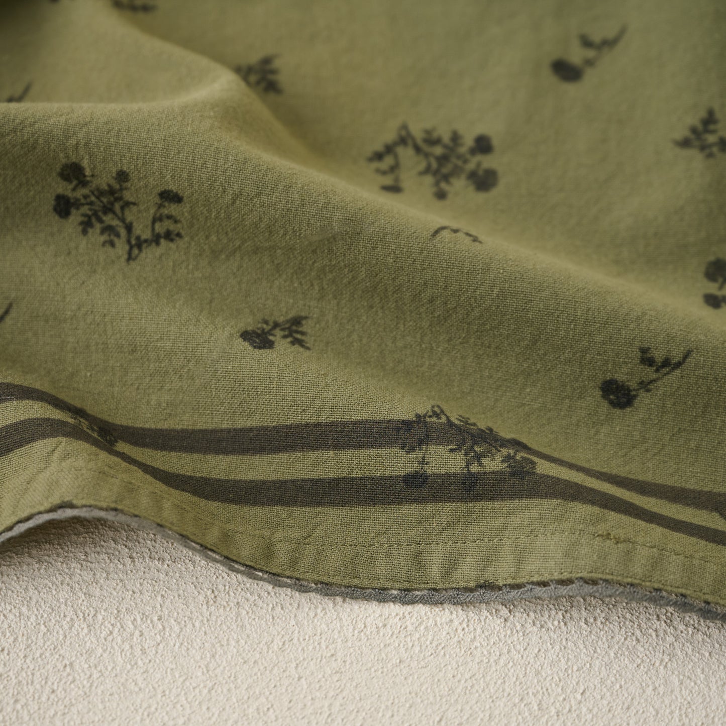 Magnolia Green Ditsy Rose Napkin Set of Four edge up close
