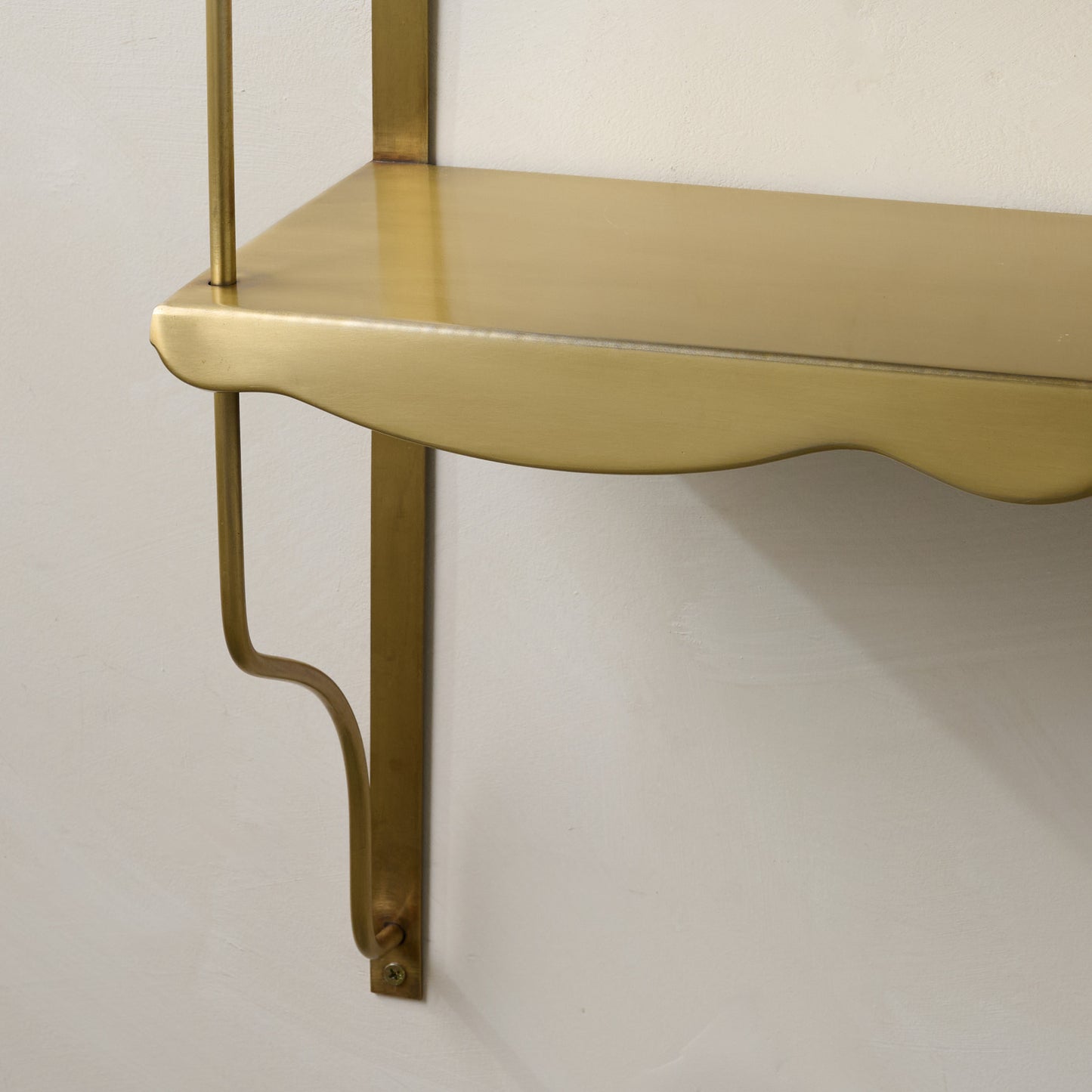 Rosalie Double Brass Scalloped Shelf up close
