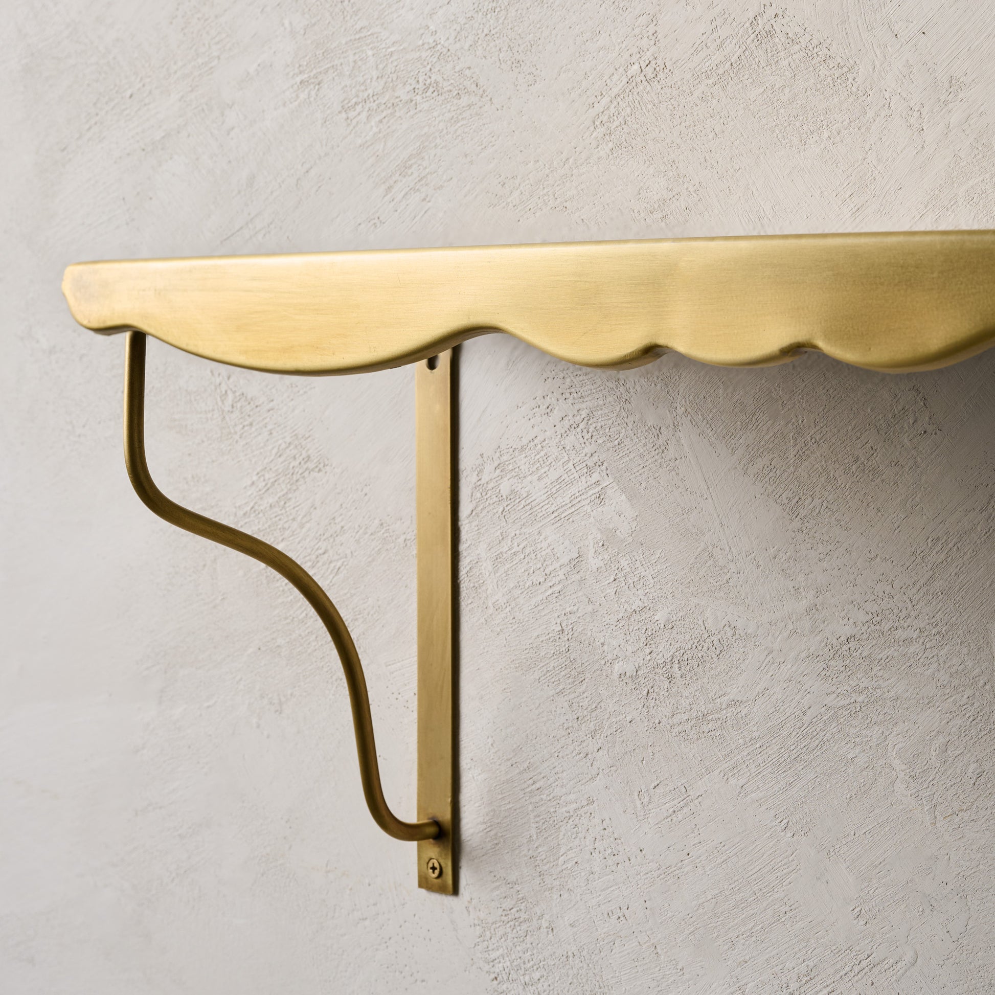 Rosalie Brass Scalloped Shelf up close