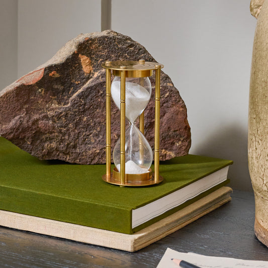 Brandy Brass Hour Glass shown styled
