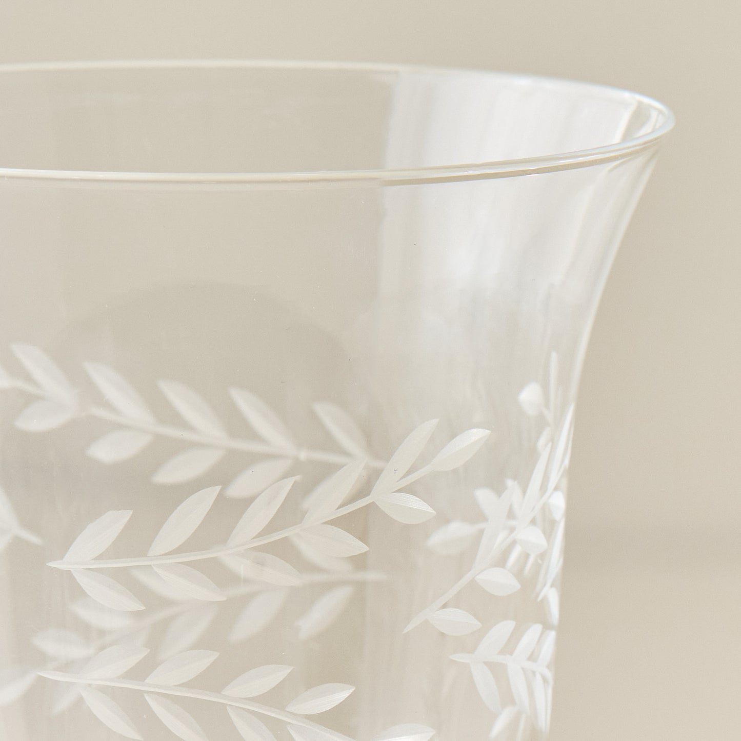 Vintage-Inspired Etched Glass Wine Glass up close