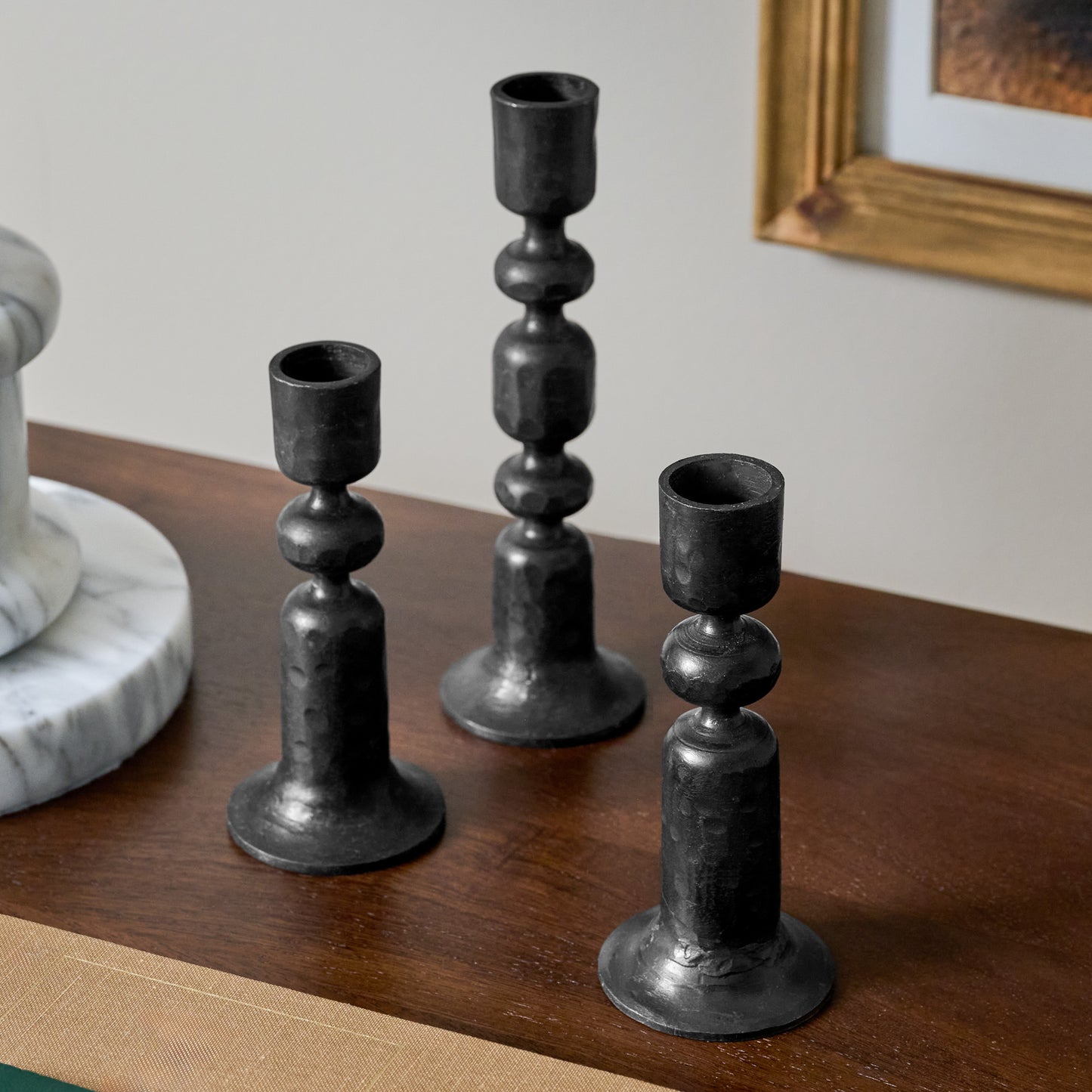 Lyle Iron Taper Holders shown styled