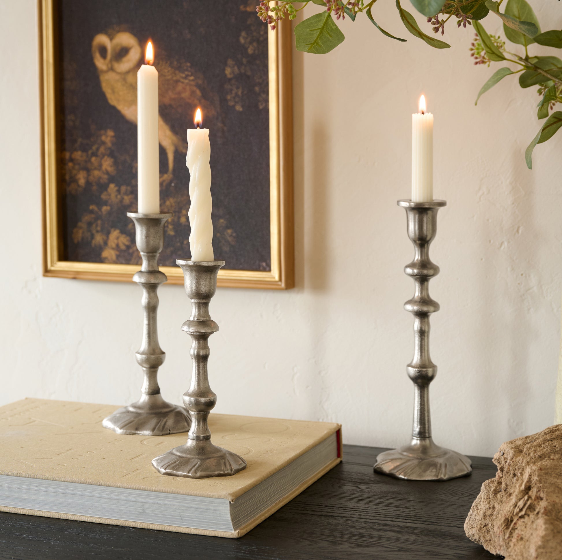 Elise Antique Inspired Taper Holders shown styled