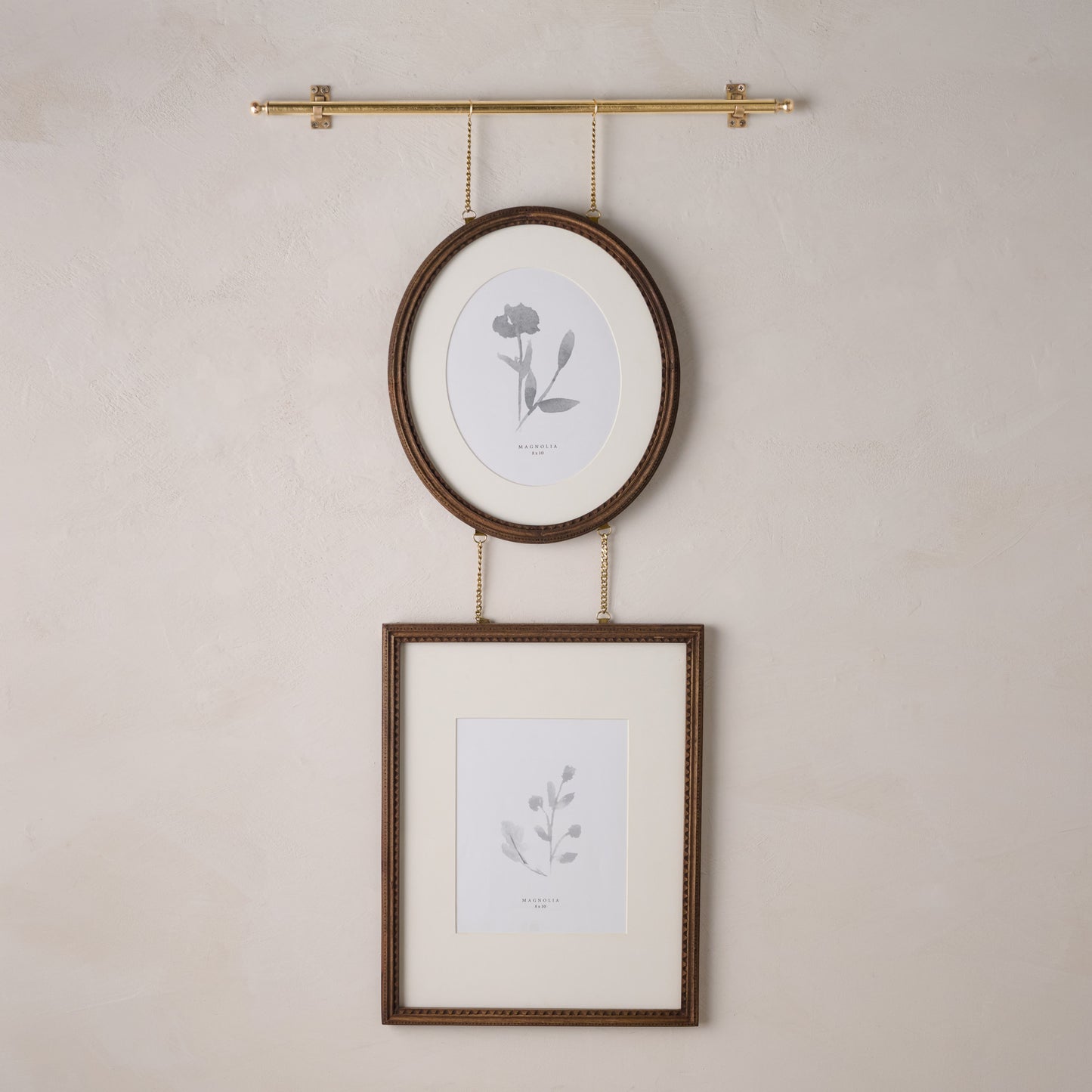 Colleen Wood and Brass Rail Multi Picture Frame