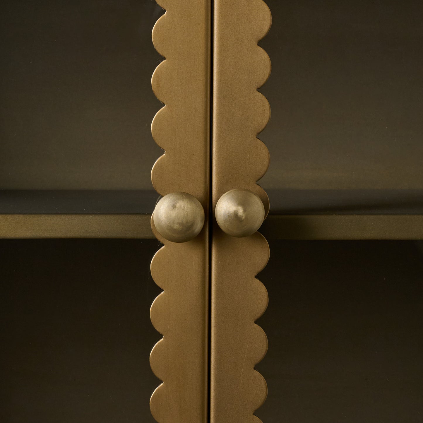 Dottie Brass Scalloped Display Cabinet up close