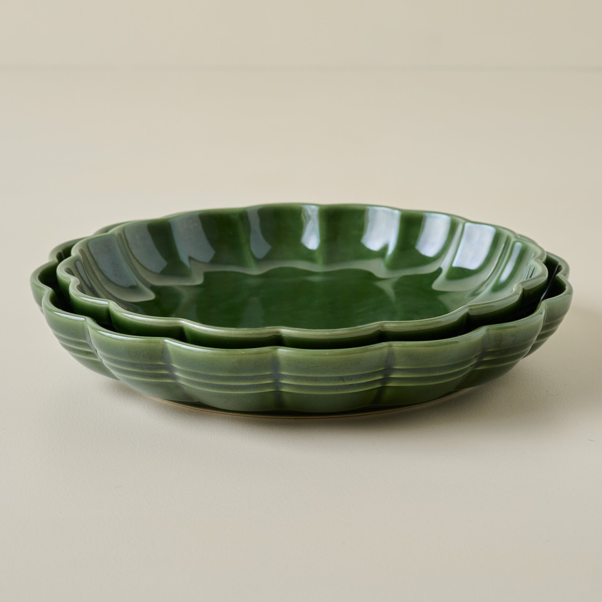 The Cottage Collection Forest Green Scalloped Baking Dish Set