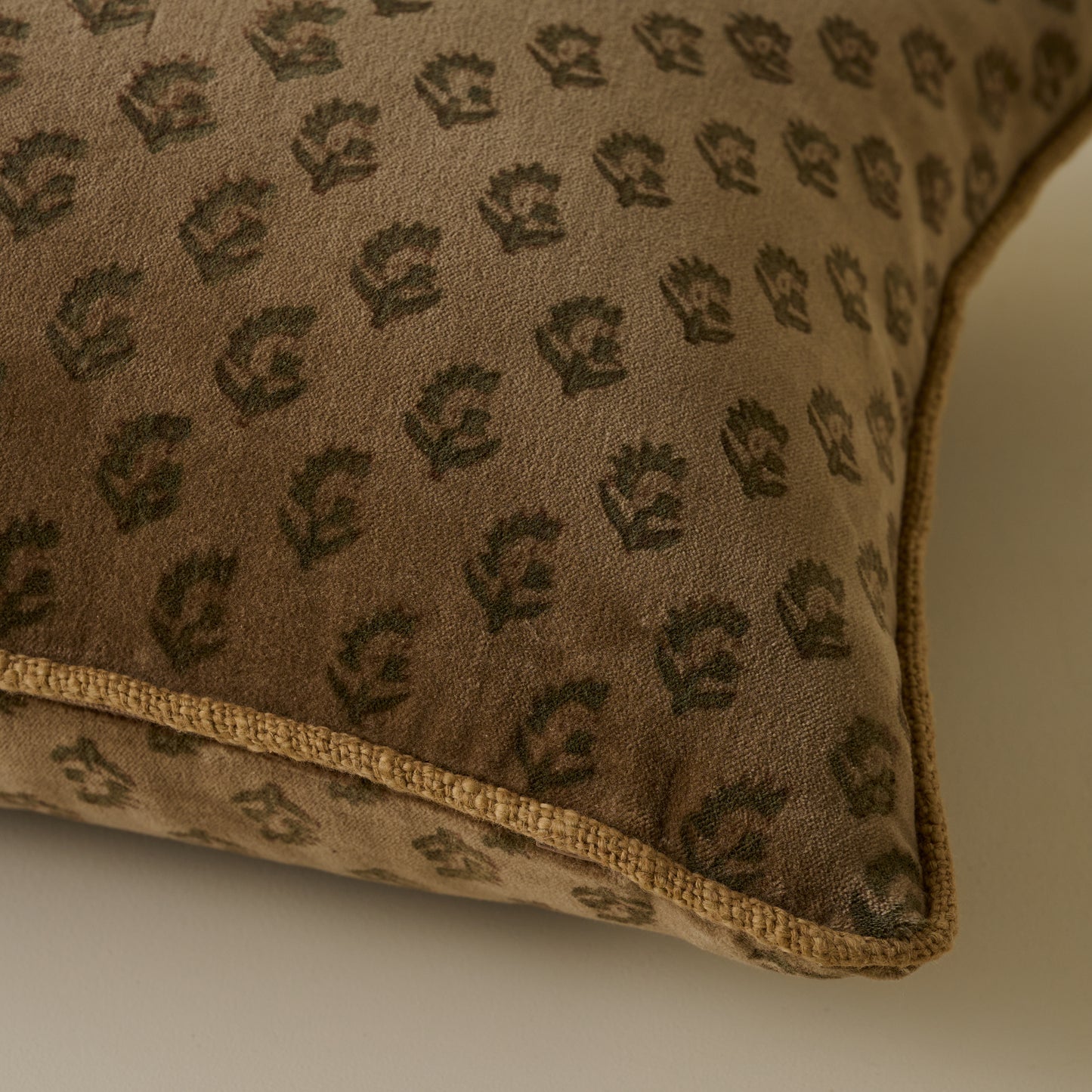 Henry Printed Velvet Pillow corner up close