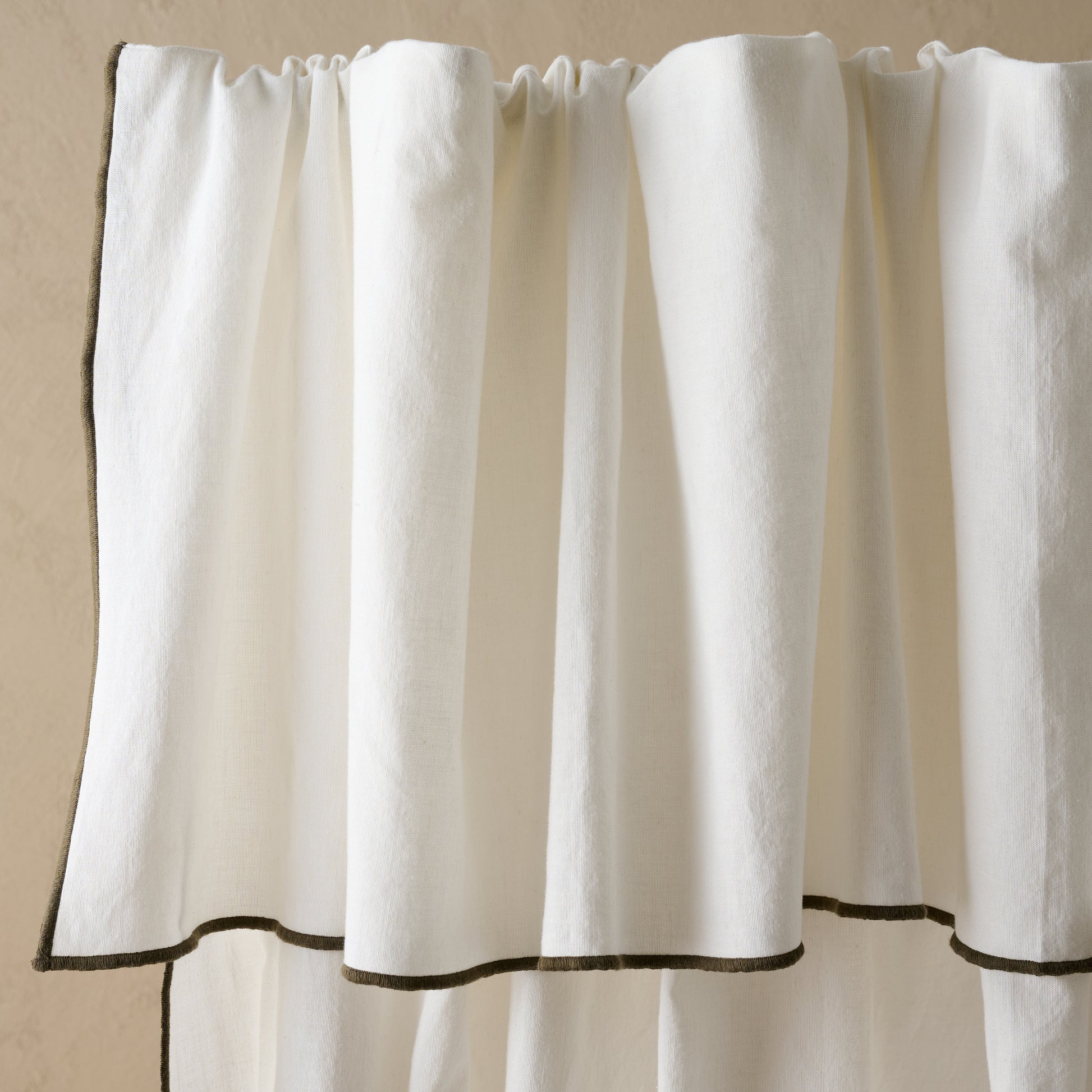 Magnolia Olive Edge Ruffle Shower Curtain