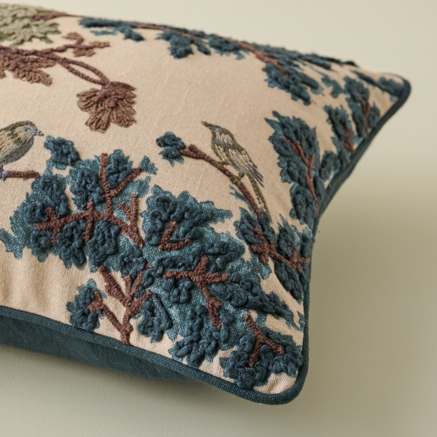 Bennett Embroidered Lumbar Pillow corner up close