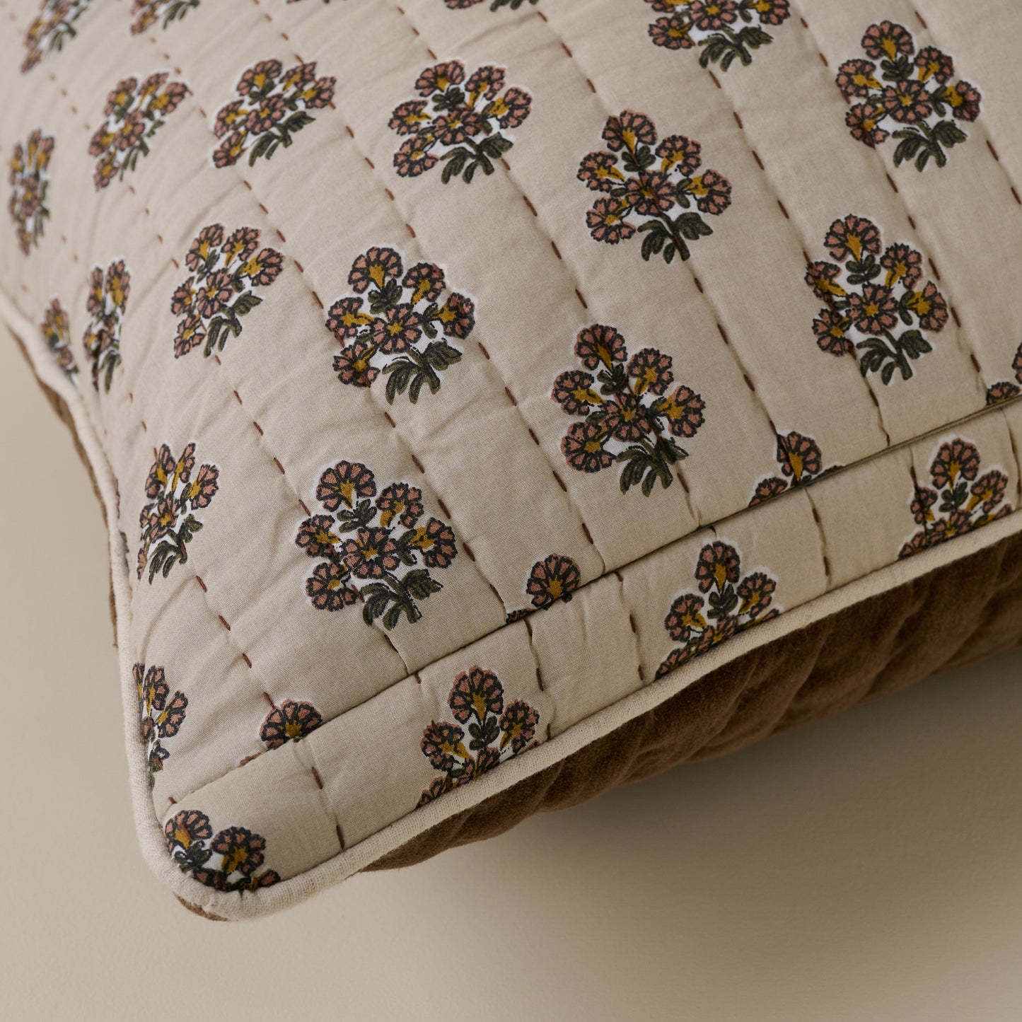 Audrey Velvet Lumbar Pillow- Cedar corner up close