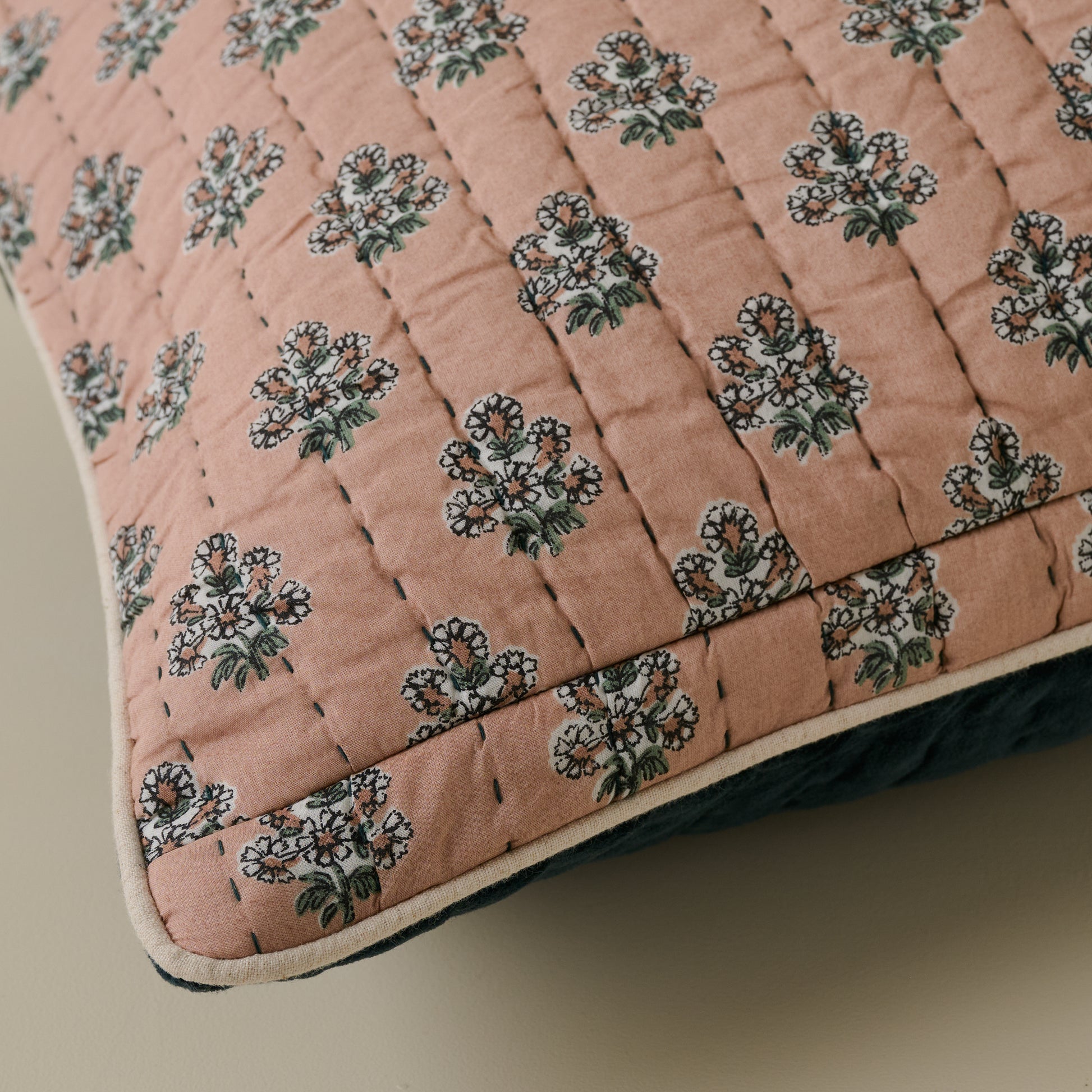 Audrey Velvet Lumbar Pillow- Magical Forest corner up close