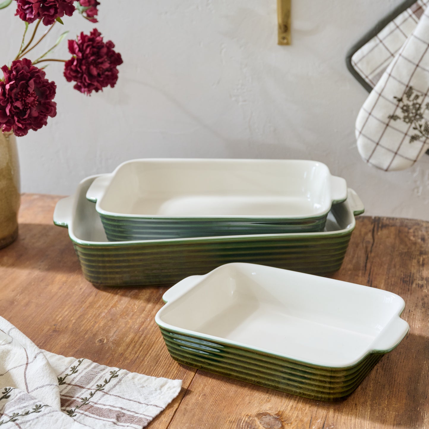 The Cottage Collection Forest Green Baking Dish Set of Three