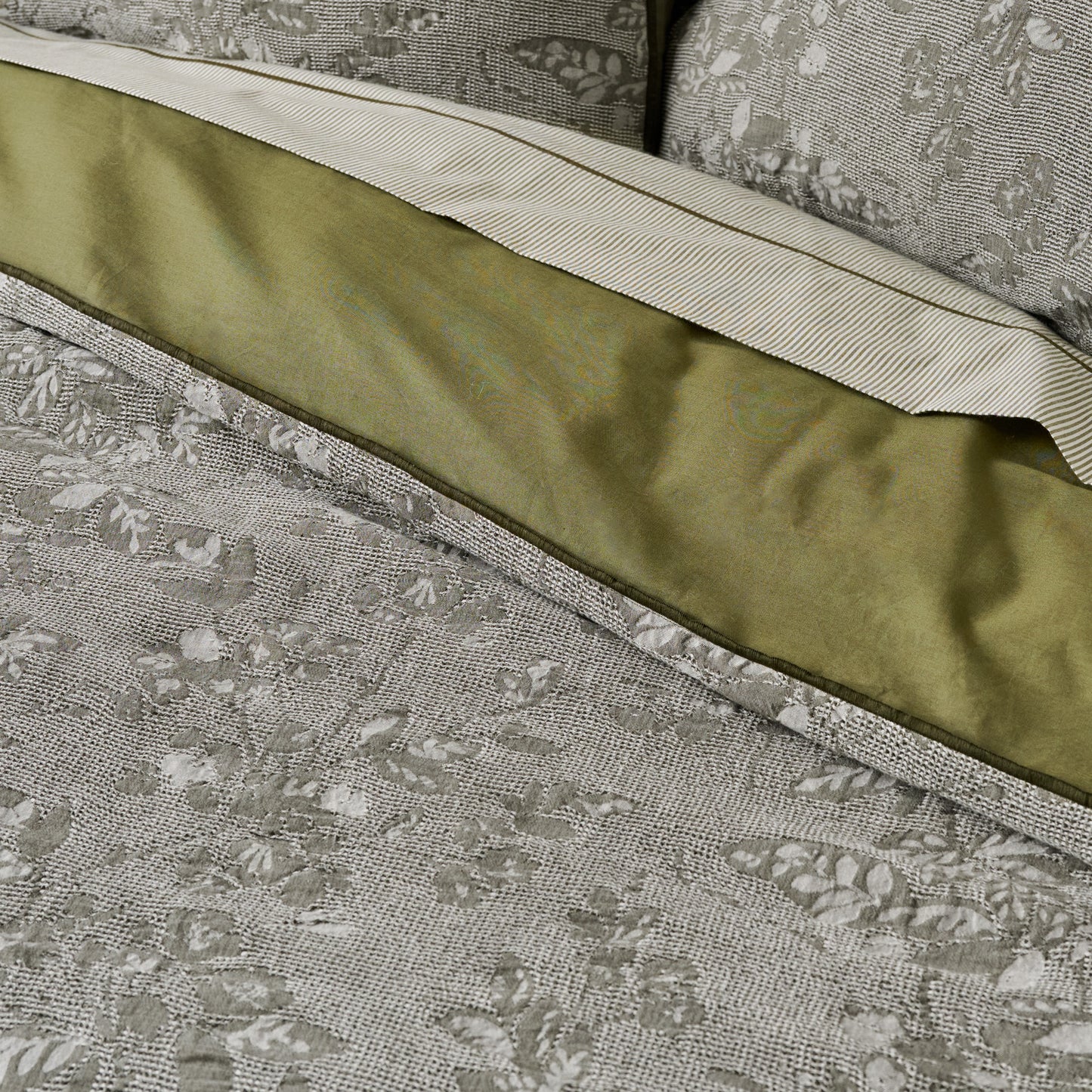 Willow Floral Jacquard Duvet Cover shown on bed