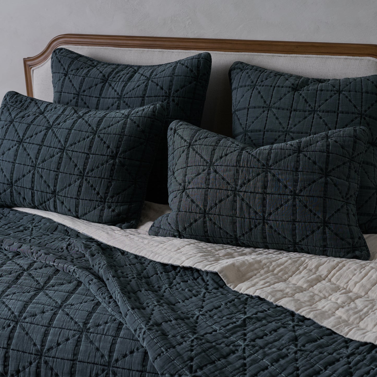Sutton Magical Forest Matelasse Shams shown on bed