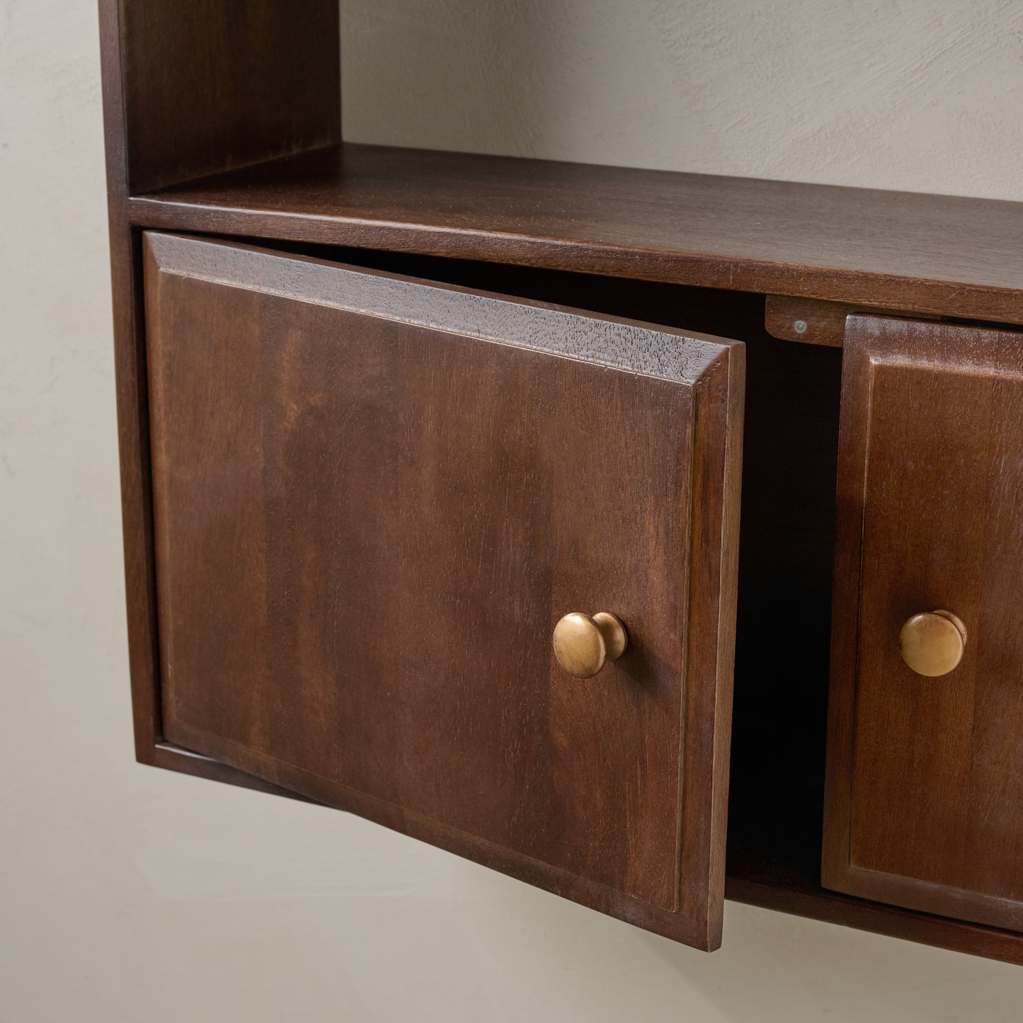 Dylan Wall Shelf with Doors up close