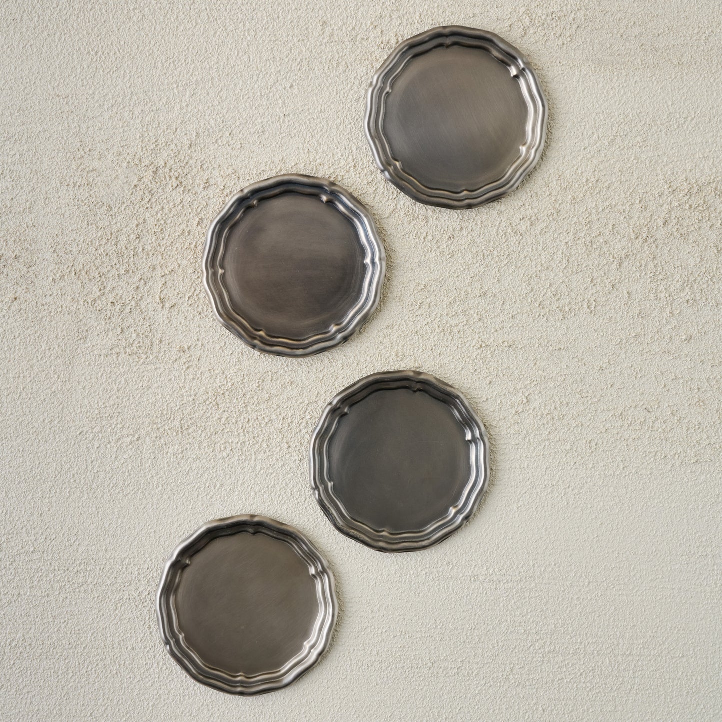 Vintage-Inspired Pewter Coaster Set