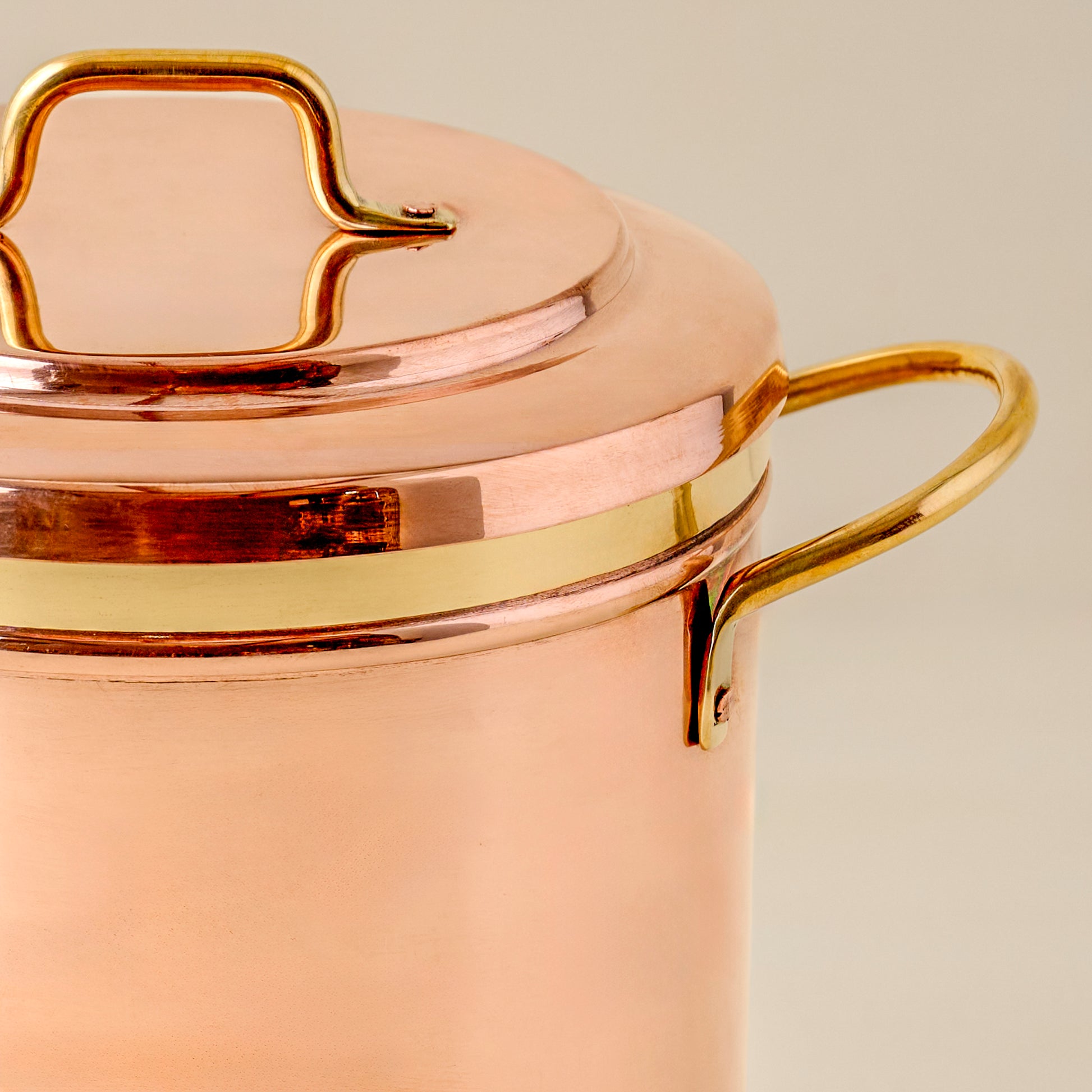 3.0 QT Vintage Inspired Copper + Brass Canister up close