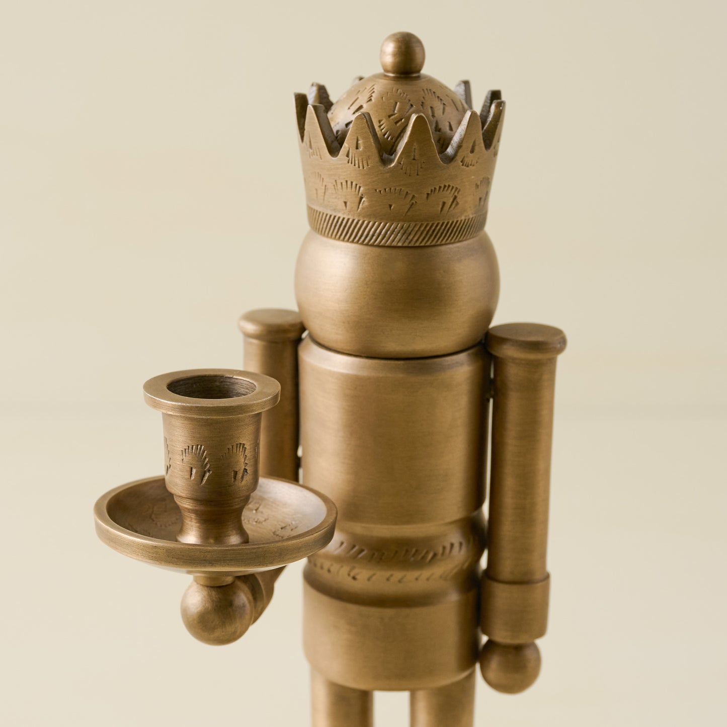 Etched Brass Nutcracker close up