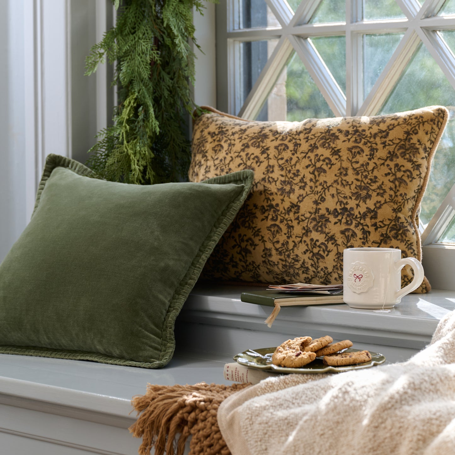 Townes Winter Moss Pillow in a room