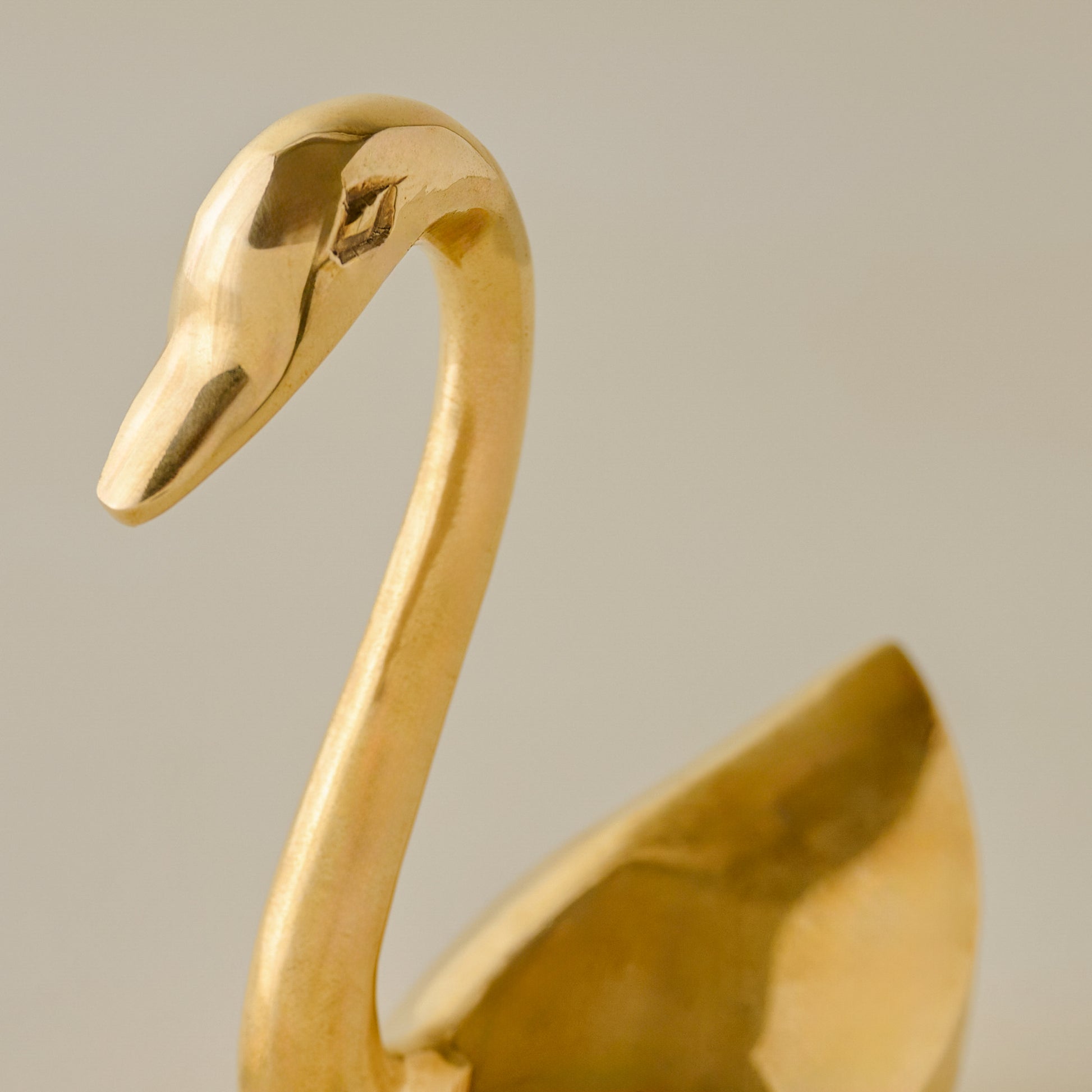 Large Vintage-Inspired Brass Sit About Swan up close