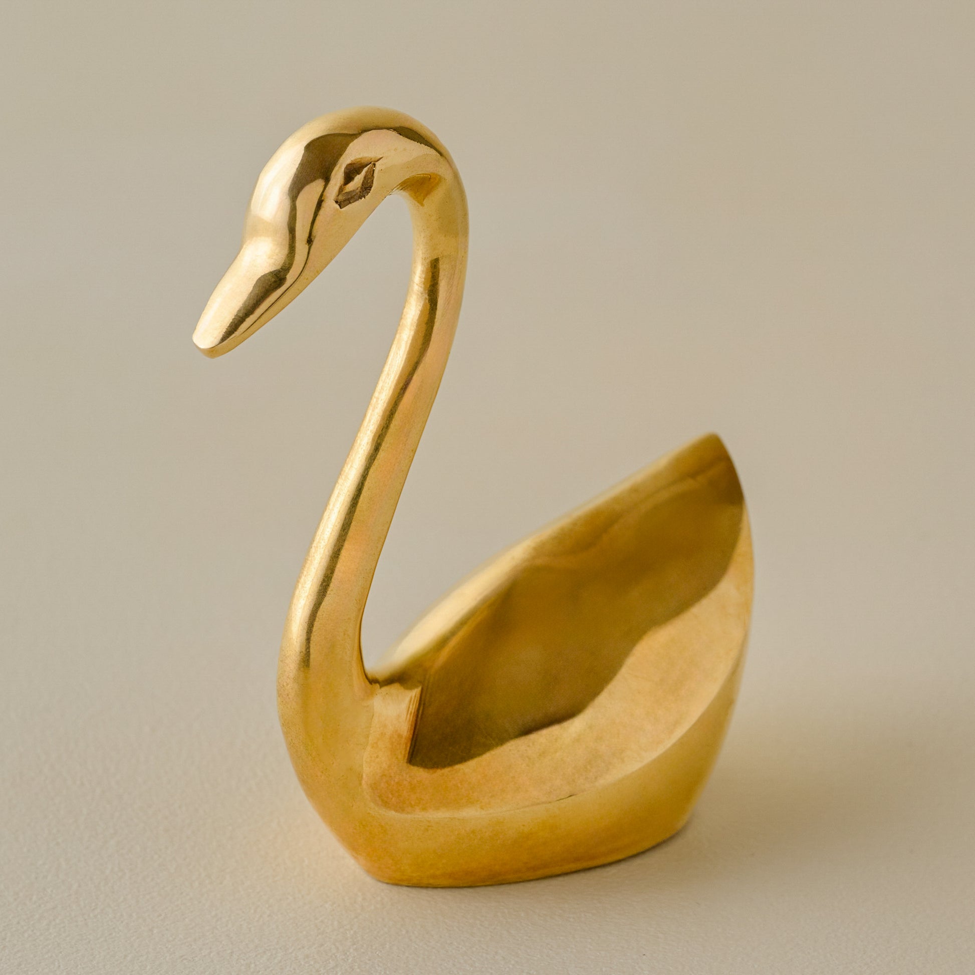 Large Vintage-Inspired Brass Sit About Swan