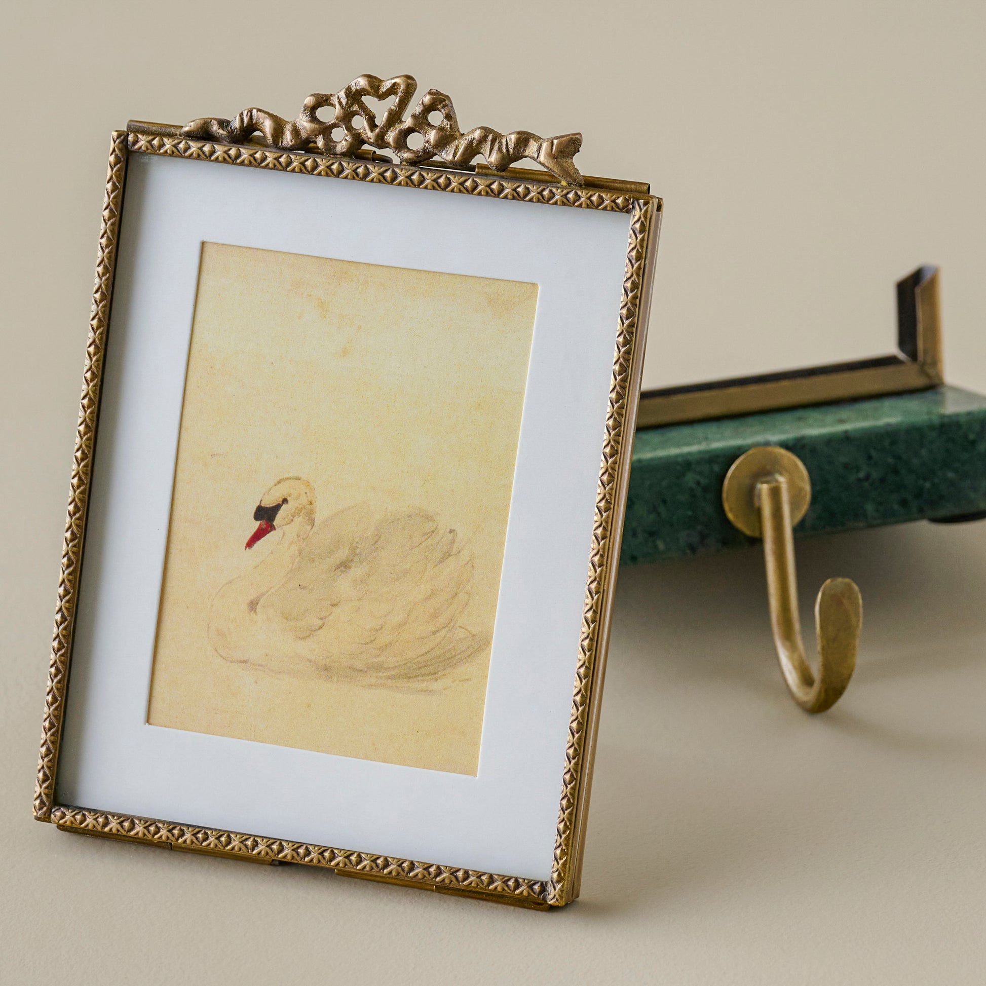 Green Marble Noelle Antique-Inspired Photo Frame Stocking Holder shown separated