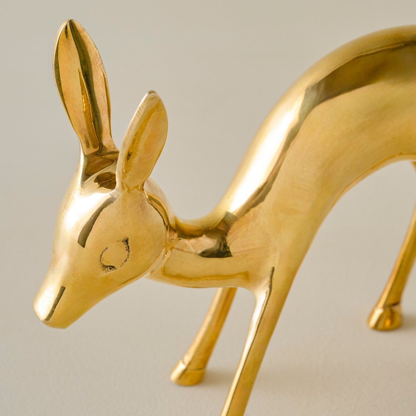 Small Decorative Brass Deer up close