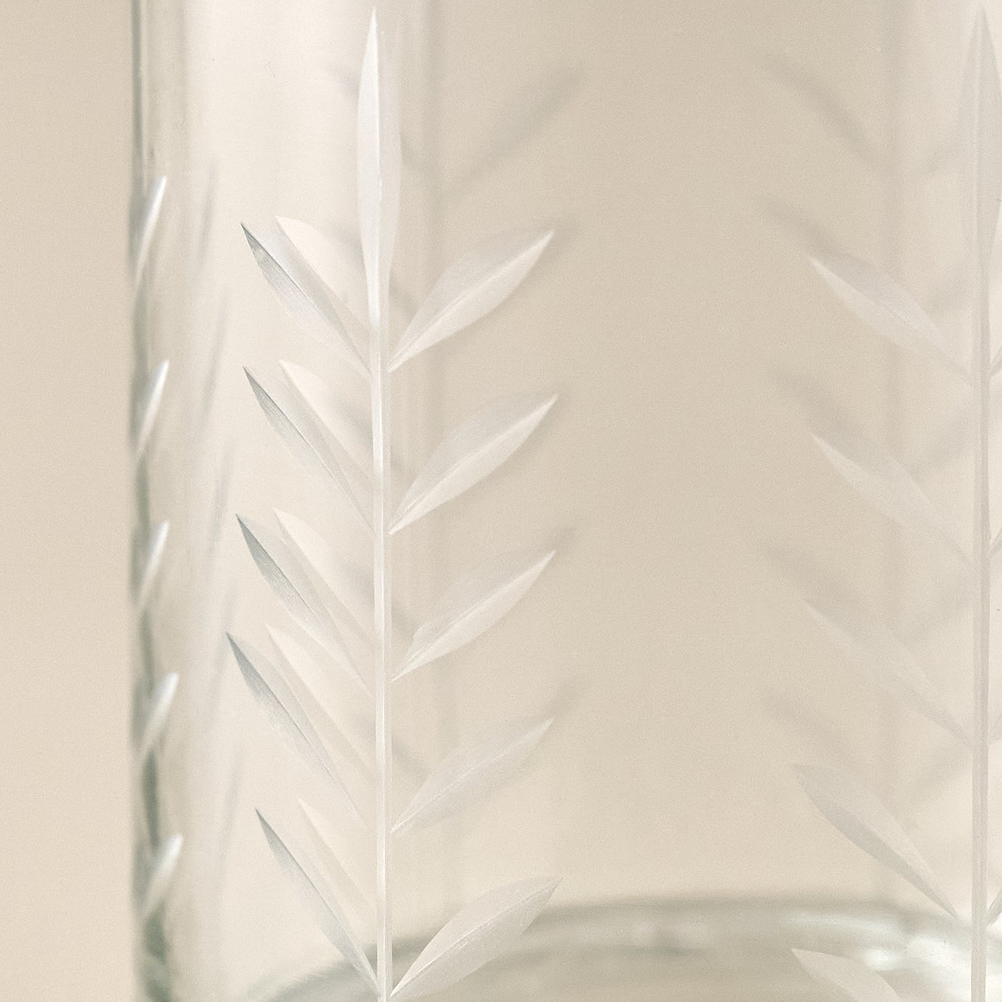 Short Marlowe Etched Glass Tumbler up close