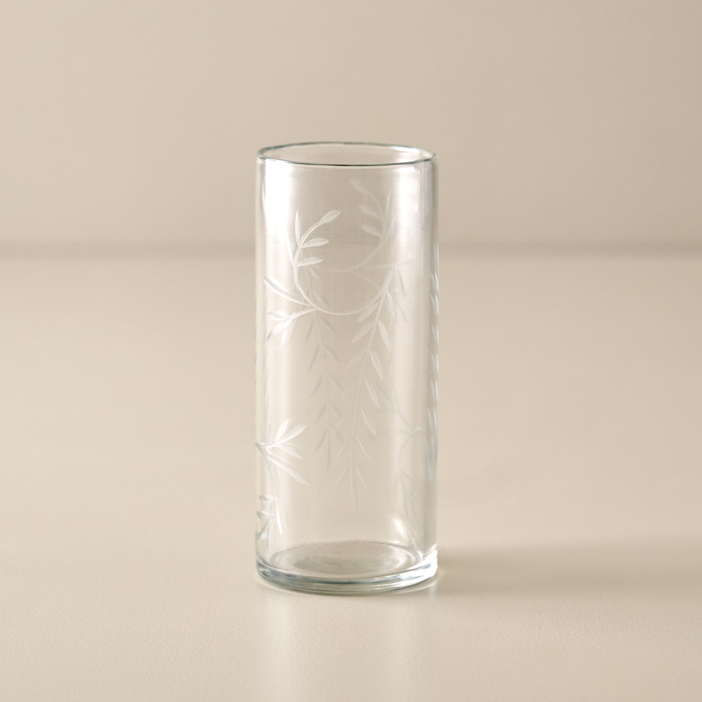Tall Marlowe Etched Glass Tumbler