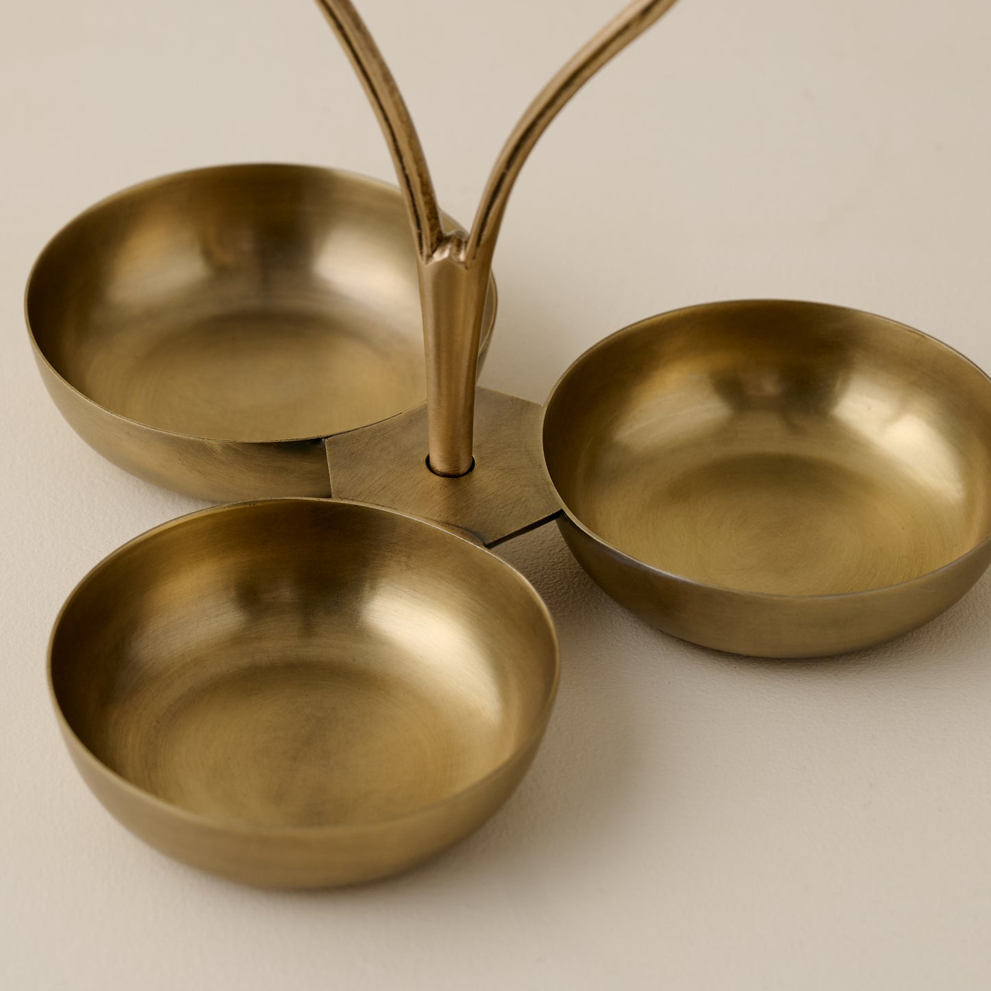 Antique Brass Mini Snack Bowl Server up close