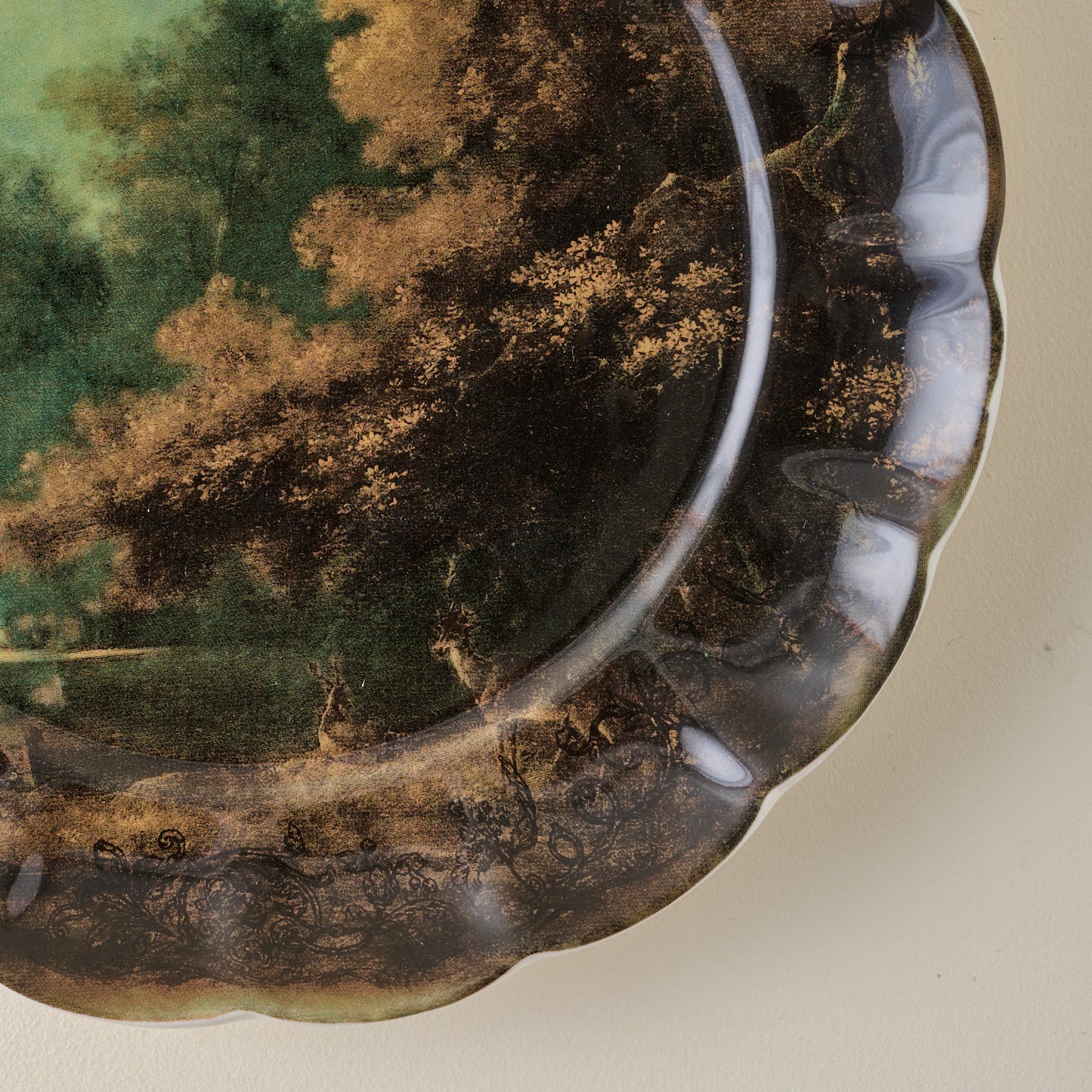 Enchanted Forest Landscape Dessert Plate up close